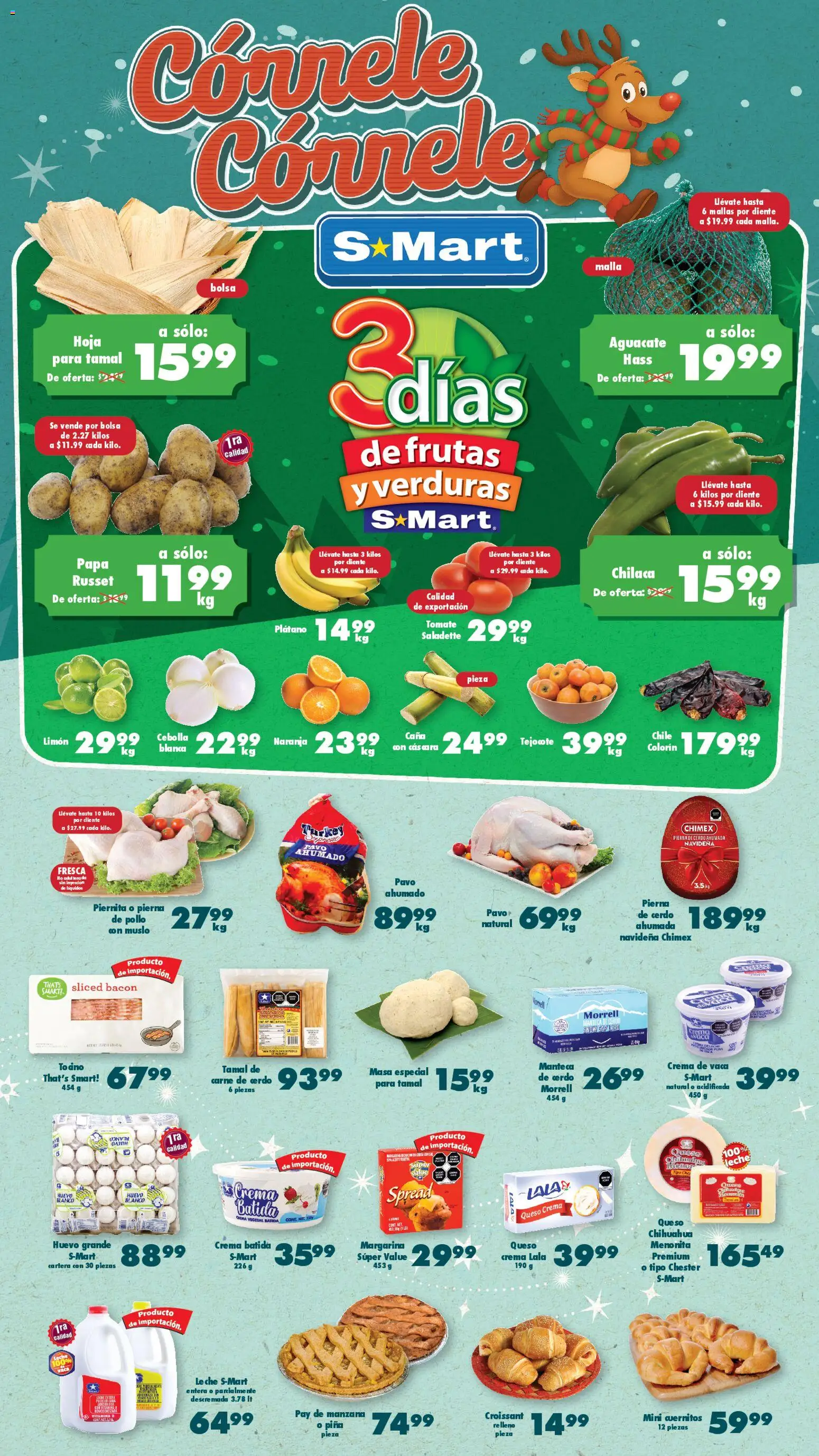 Nuevas ofertas de S-Mart válidas en toda la República Mexicana desde el 23.12.2025. ¡Encuentra las mejores ofertas en S-Mart folleto! | Página: 1 | Productos: Cebolla, Huevo, Limón, Queso
