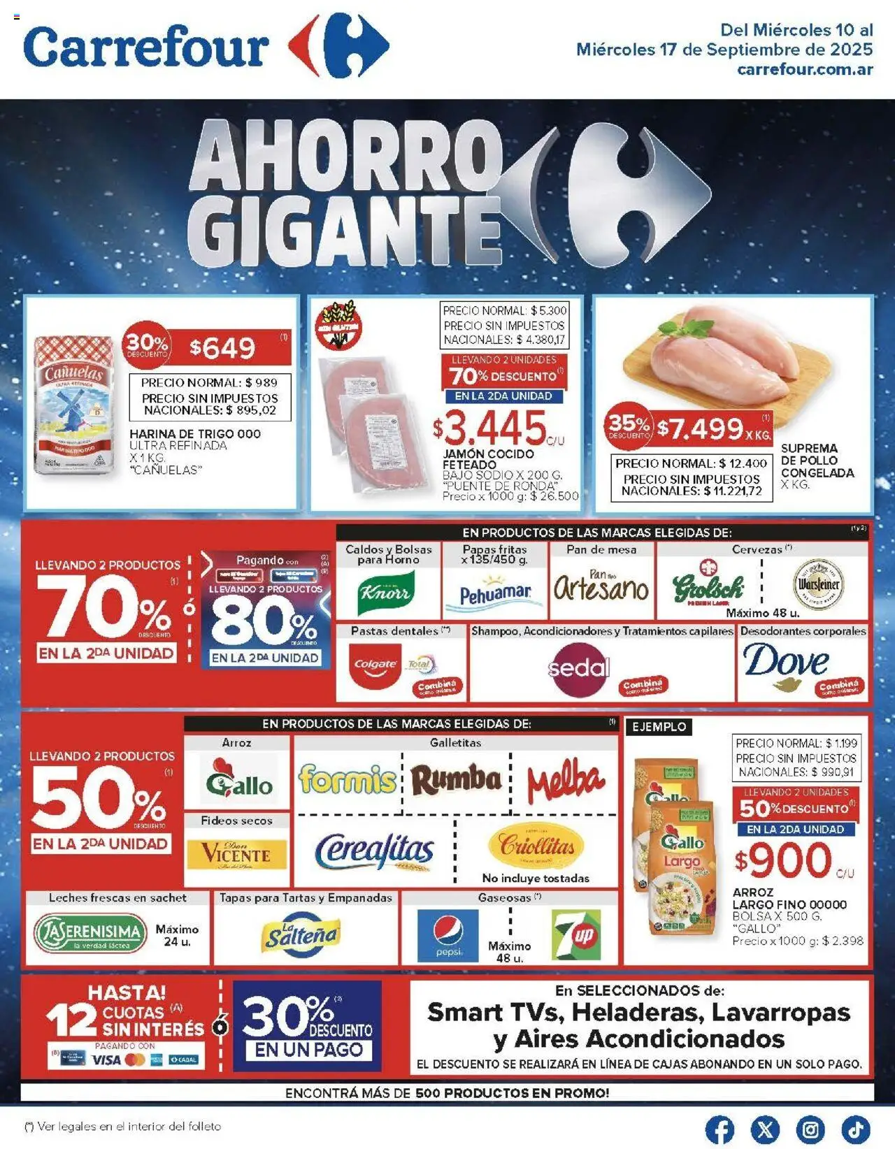 Carrefour ofertas - Catamarca │ válido desde el 10.09.2025 | Página: 2 | Productos: Galletitas, Lavarropas, Jamón, Fideos