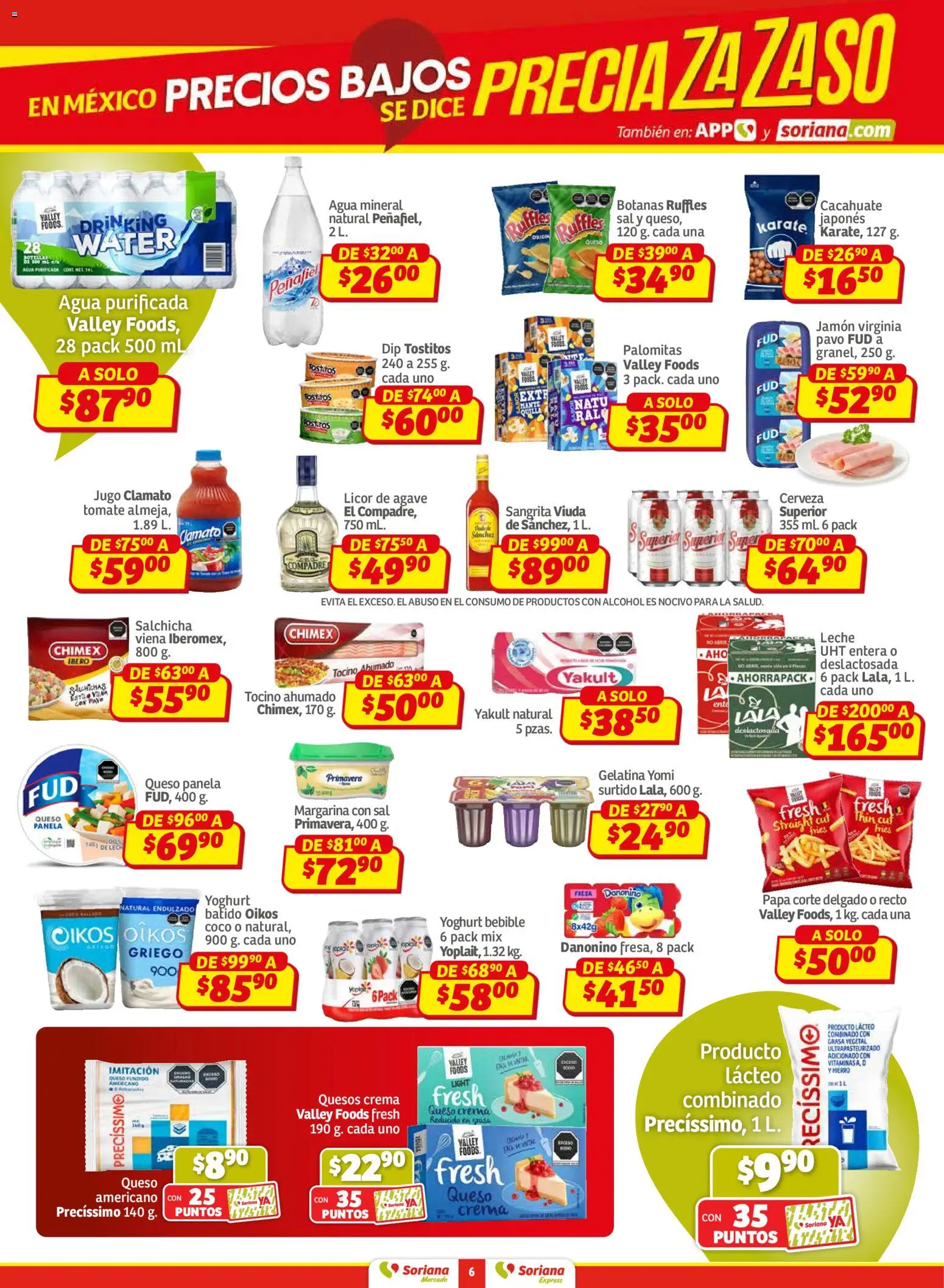 Nuevas ofertas de Soriana válidas en toda la República Mexicana desde el 02.01.2026. ¡Encuentra las mejores ofertas en Soriana - Pesito Valedor Mercado: Camp, Chia, Oax, Q. Roo, Tab, Yuc! | Página: 6 | Productos: Fresa, Sal, Jugo, Margarina