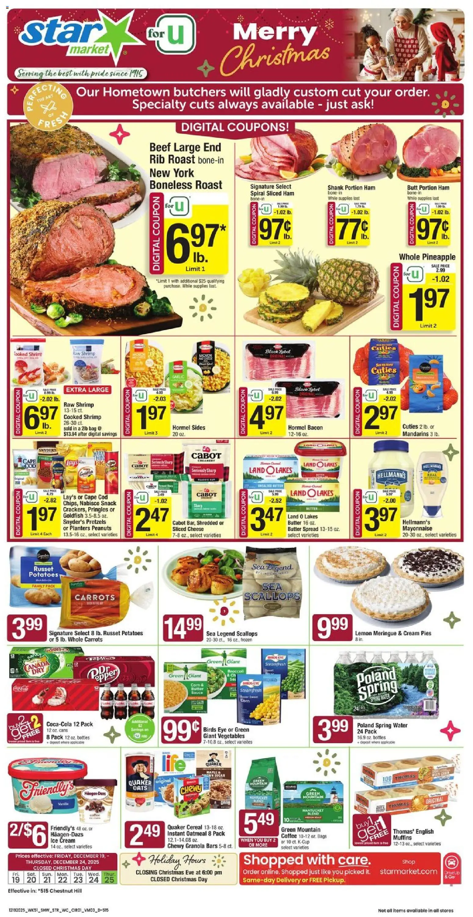 Star Market Weekly Ad - MA - valid from 19.12.2025 | Page: 1 | Products: Broccoli, Ham, Vegetables, Pepper