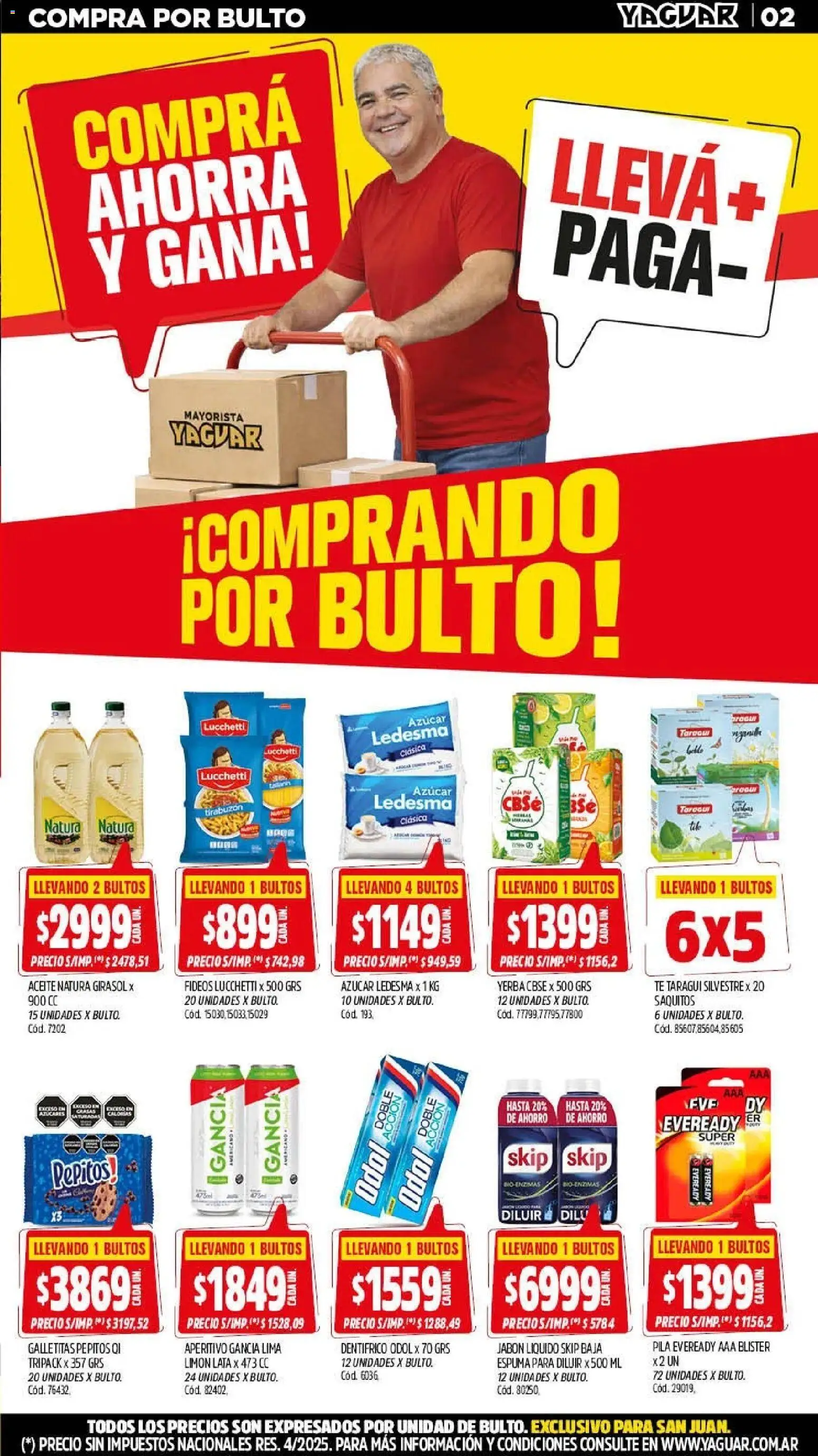 Yaguar - Oferta Semanal San Juan │ válido desde el 20.04.2026 | Página: 2 | Productos: Azucar, Jabón líquido, Espuma, Fideos