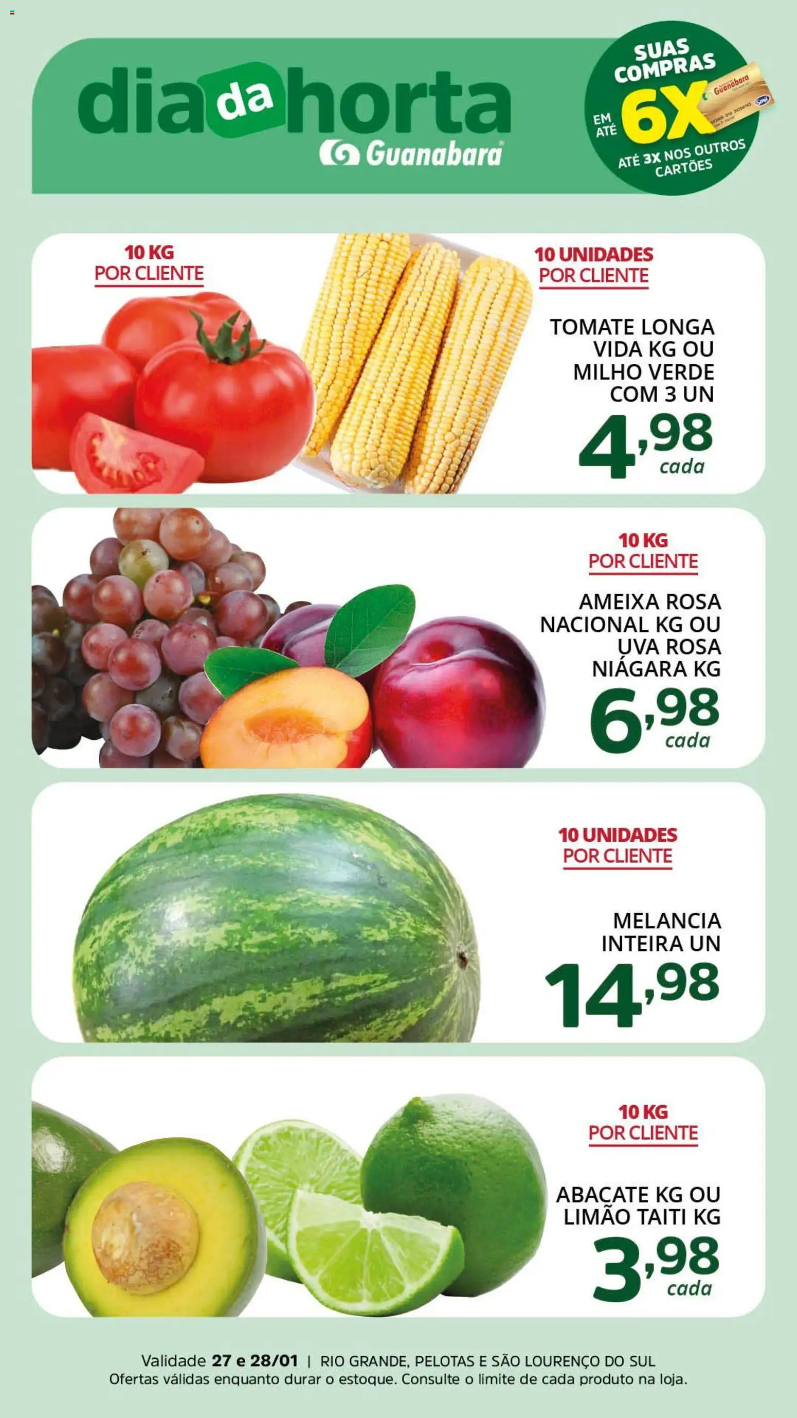 Supermercado Guanabara Folheto - válido de 27.01.2026 | Página: 2 | Produtos: Melancia, Milho verde, Ameixa