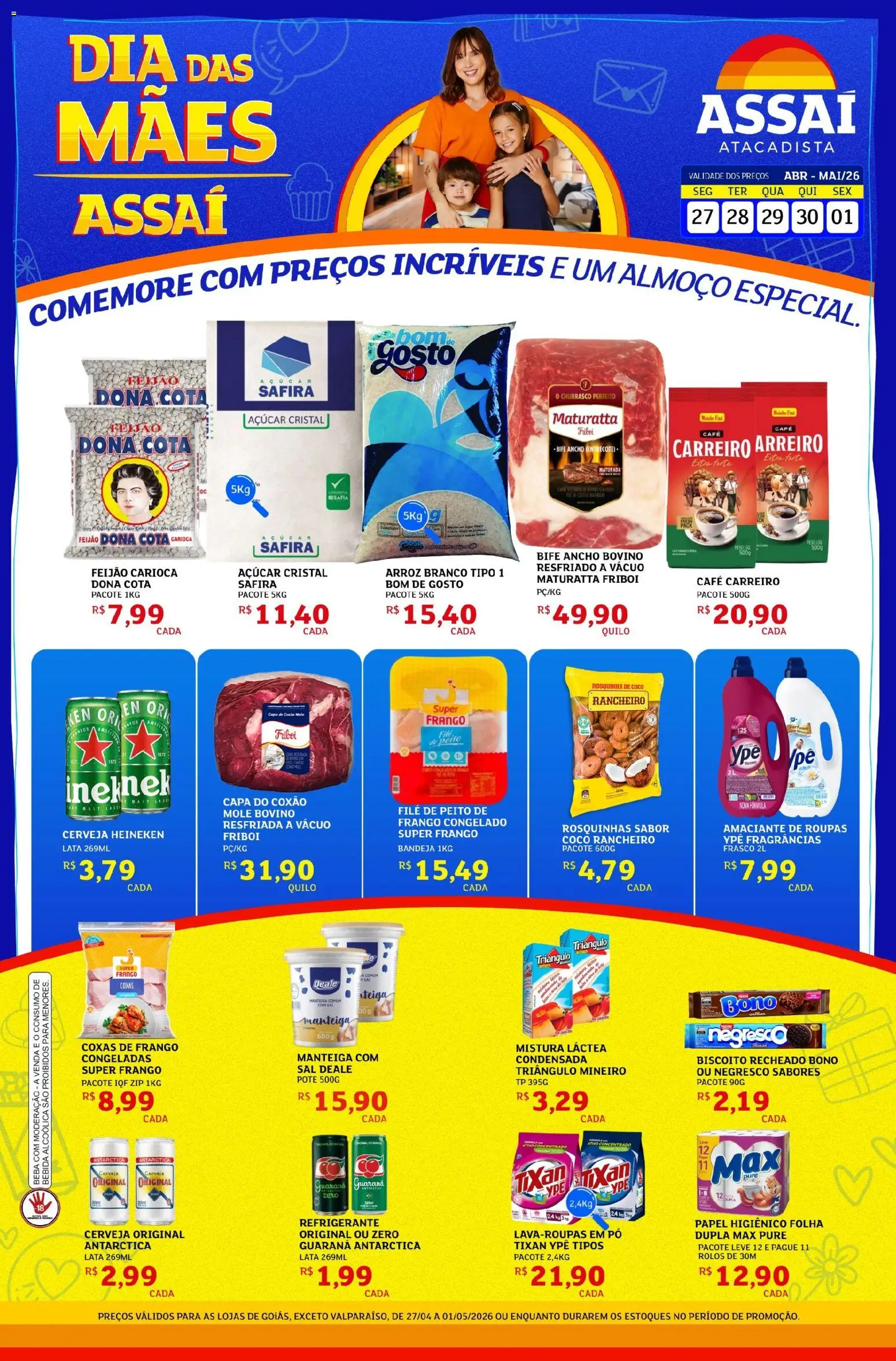 Assaí Atacadista Folheto - válido de 27.04.2026 | Página: 1 | Produtos: Amaciante de roupas, Cerveja Heineken, Sal, Biscoito recheado