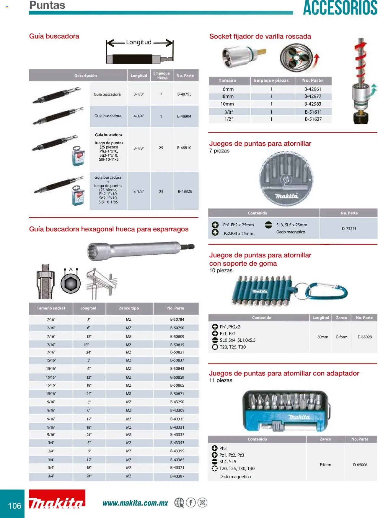 Nuevas ofertas de Makita válidas en toda la República Mexicana desde el 08.07.2024. ¡Encuentra las mejores ofertas en Makita catálogo Accesorios! | Página: 106 | Productos: Fijador, Espárragos, Juego, Adaptador