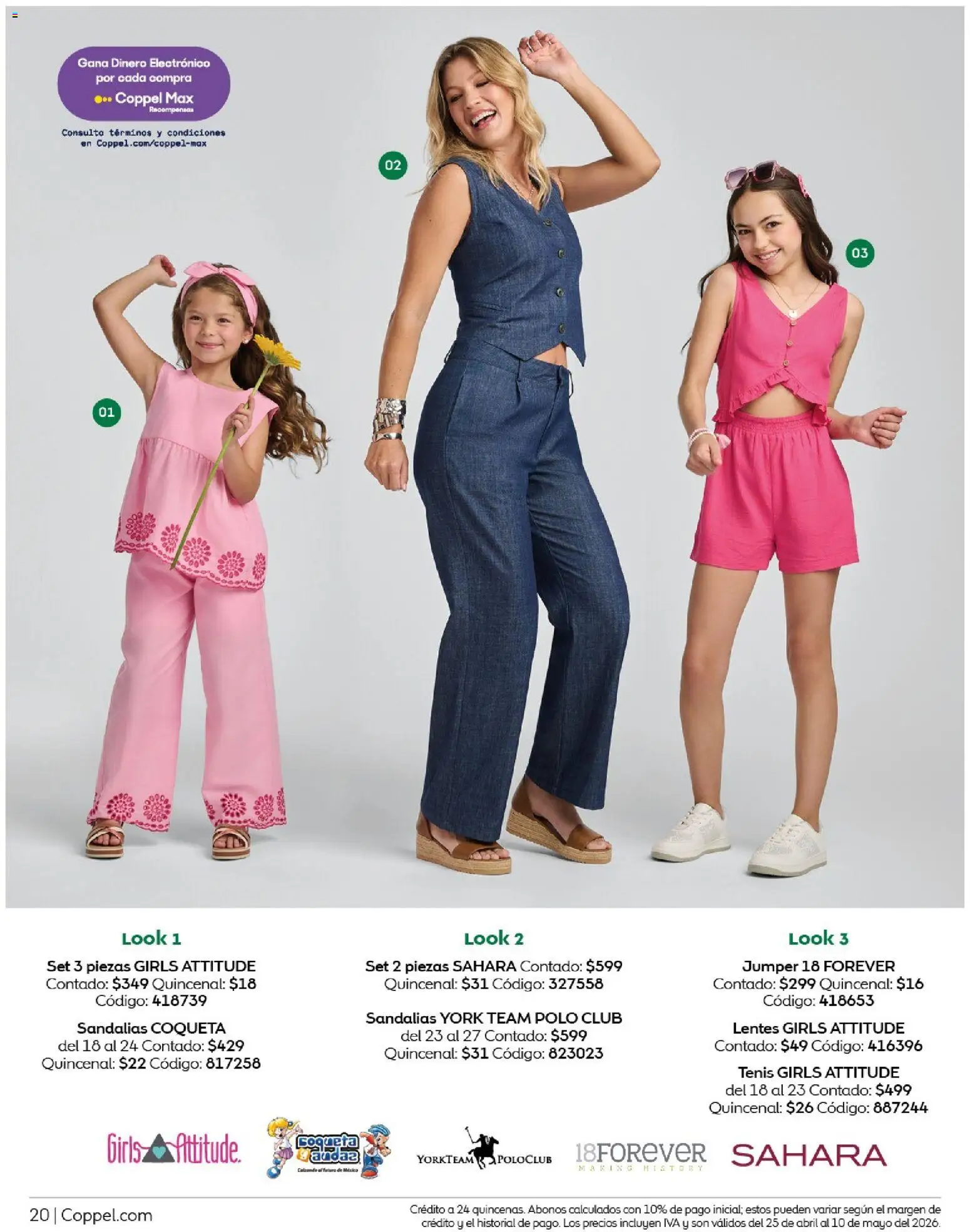 Nuevas ofertas de Coppel válidas en toda la República Mexicana desde el 25.04.2026. ¡Encuentra las mejores ofertas en Coppel catálogo Los regalos que mamá siempre quiere! | Página: 20 | Productos: Tenis, Lentes, Sandalias, Jumper