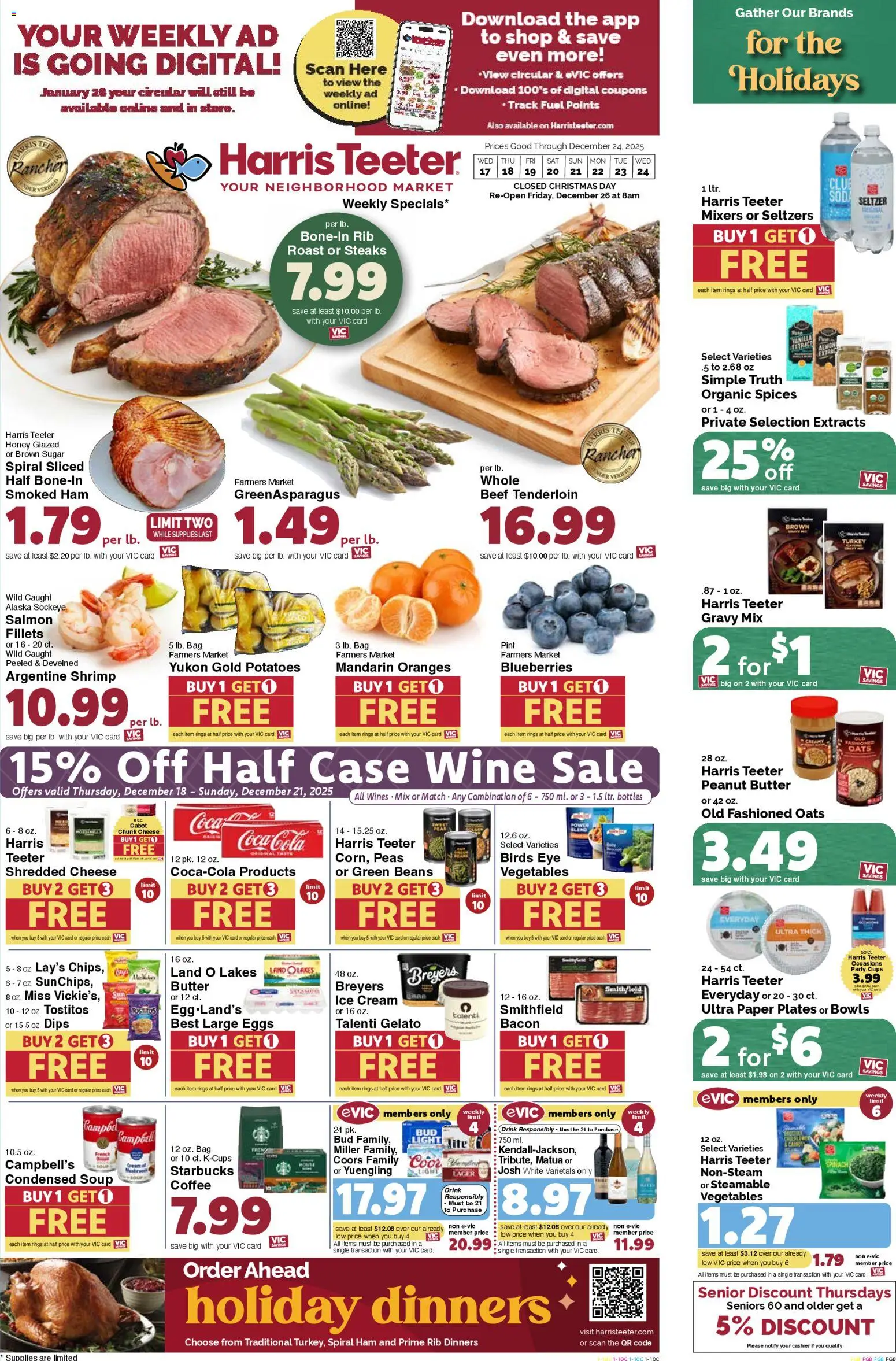 Harris Teeter Weekly Ad - NC - valid from 17.12.2025 | Page: 1 | Products: Oranges, Cream, Sugar, Bag