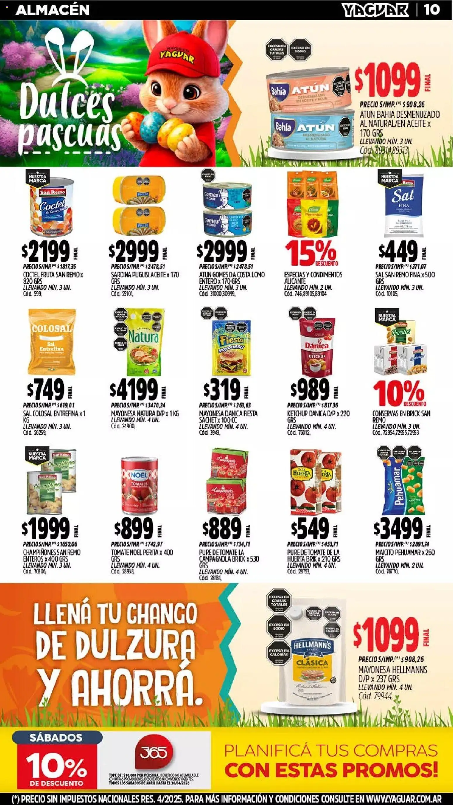 Yaguar - Oferta Semanal Mar del Plata │ válido desde el 30.03.2026 | Página: 10 | Productos: Aceite, Sal, Atún, Pure de Tomate