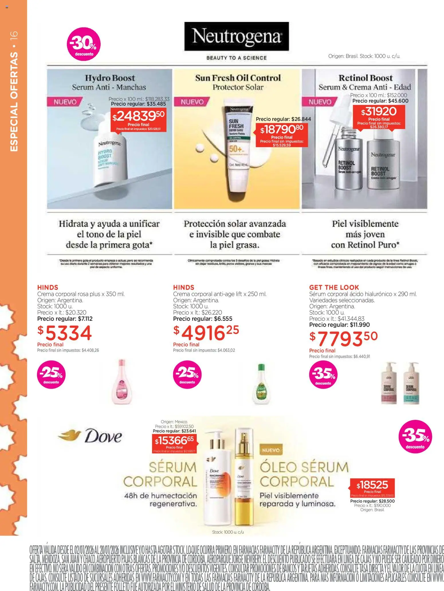 Farmacity catálogo │ válido desde el 02.01.2026 | Página: 16 | Productos: Serum, Protector solar, Huevo, Crema
