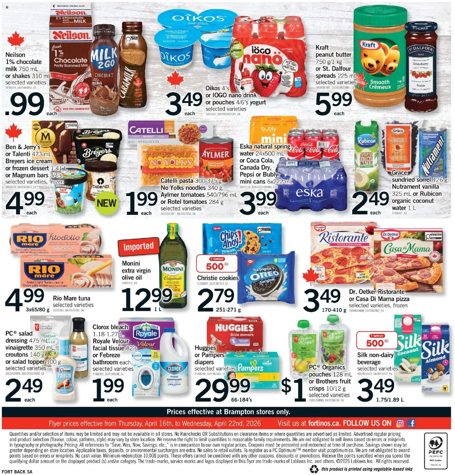 Fortinos flyer valid from 16.04.2026 | Page: 2 | Products: Cream, Salad, Milk, Oil