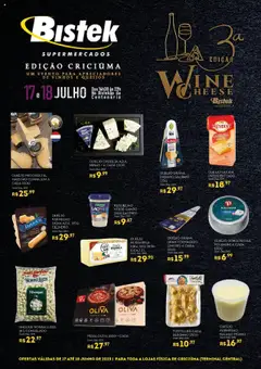 Bistek Supermercados - Ofertas Queijos e Vinhos - Pré-Visualização do folheto da loja Bistek Supermercados, válido de 17.07.2025