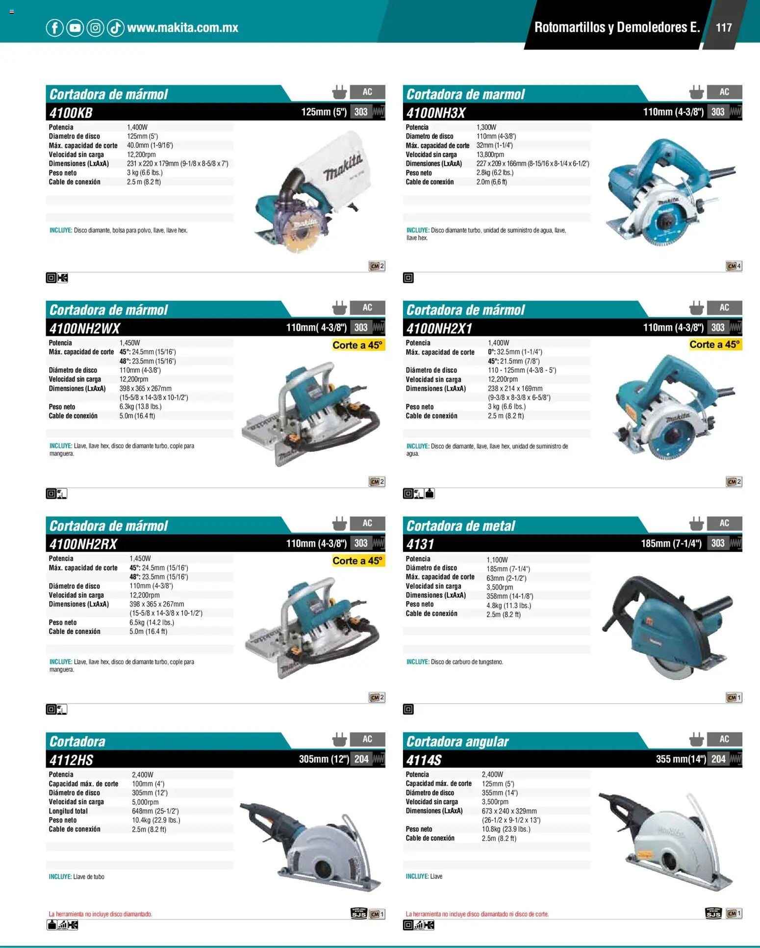 Nuevas ofertas de Makita válidas en toda la República Mexicana desde el 01.01.2024. ¡Encuentra las mejores ofertas en Makita catálogo General! | Página: 117 | Productos: Bolsa, Cable, Disco, Llave