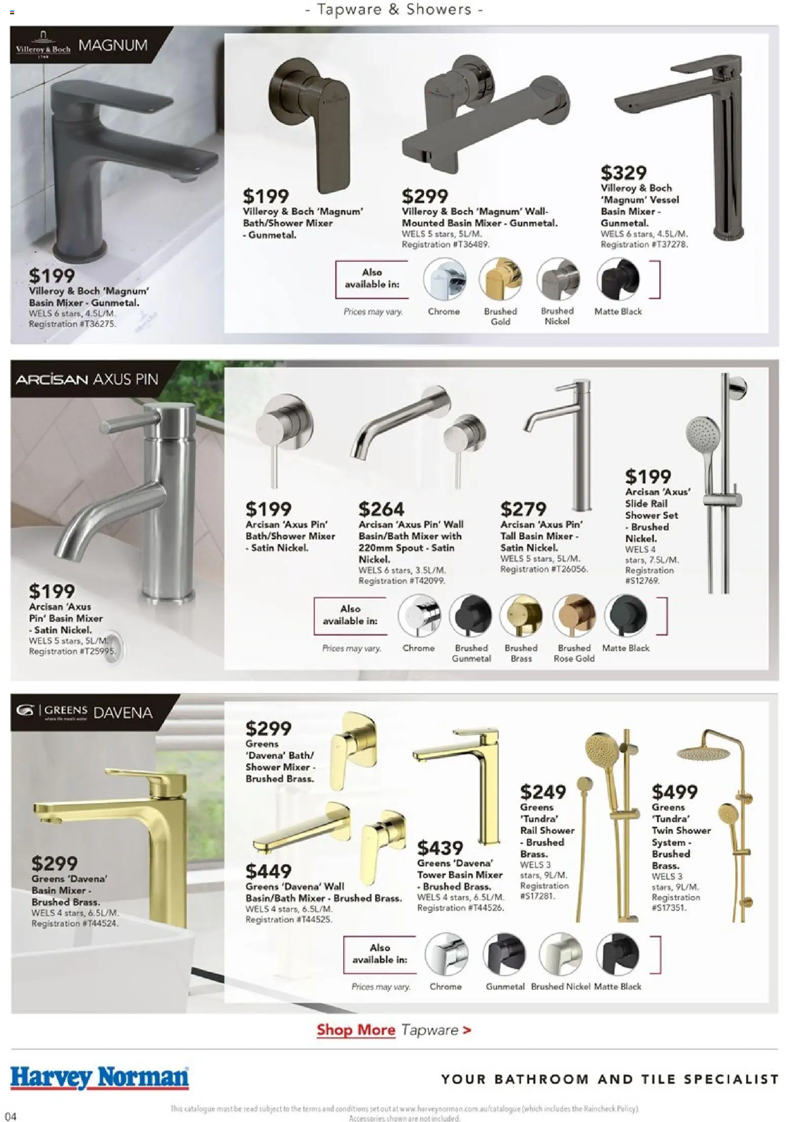 Harvey Norman catalogue - valid from 08.04.2026 | Page: 4 | Products: Shower, Greens, Mixer, Bathroom