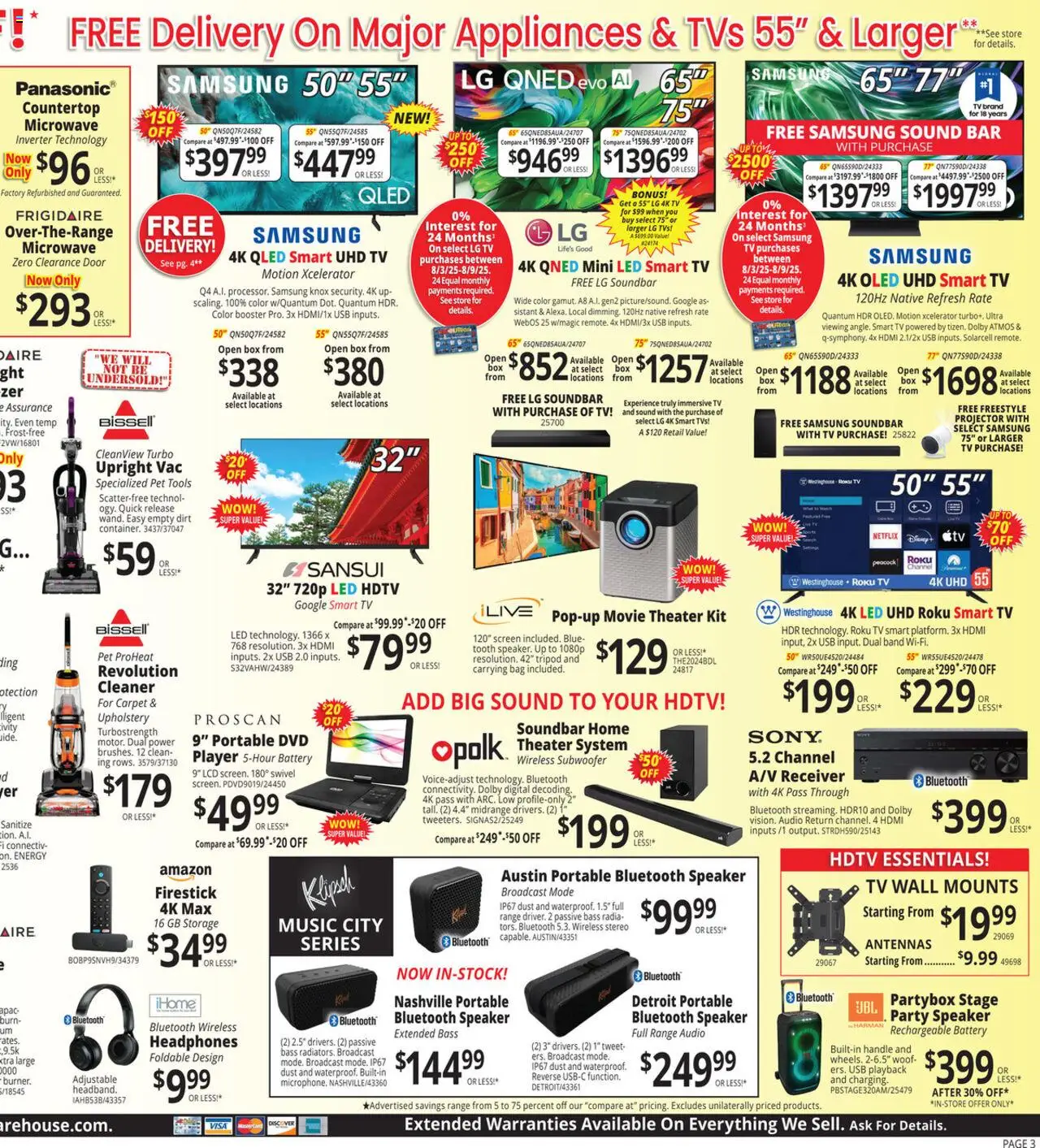 ABC Warehouse Weekly Ad - valid from 03.08.2025 | Page: 3 | Products: Battery, Carpet, Microwave, Player