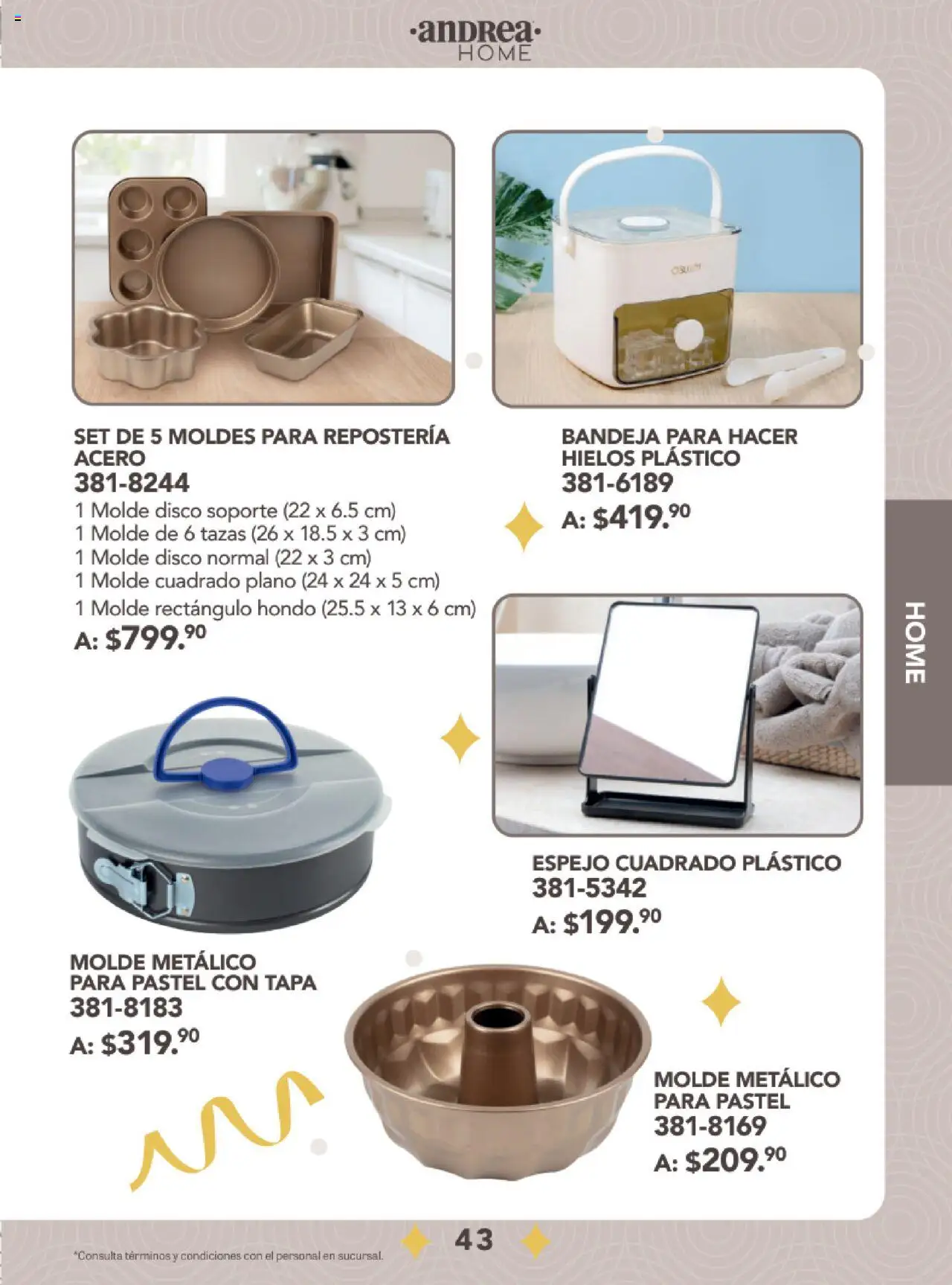 Nuevas ofertas de Andrea válidas en toda la República Mexicana desde el 24.08.2025. ¡Encuentra las mejores ofertas en Andrea - Catálogo Fiestas y Celebraciones! | Página: 43 | Productos: Bandeja, Disco, Molde, Espejo