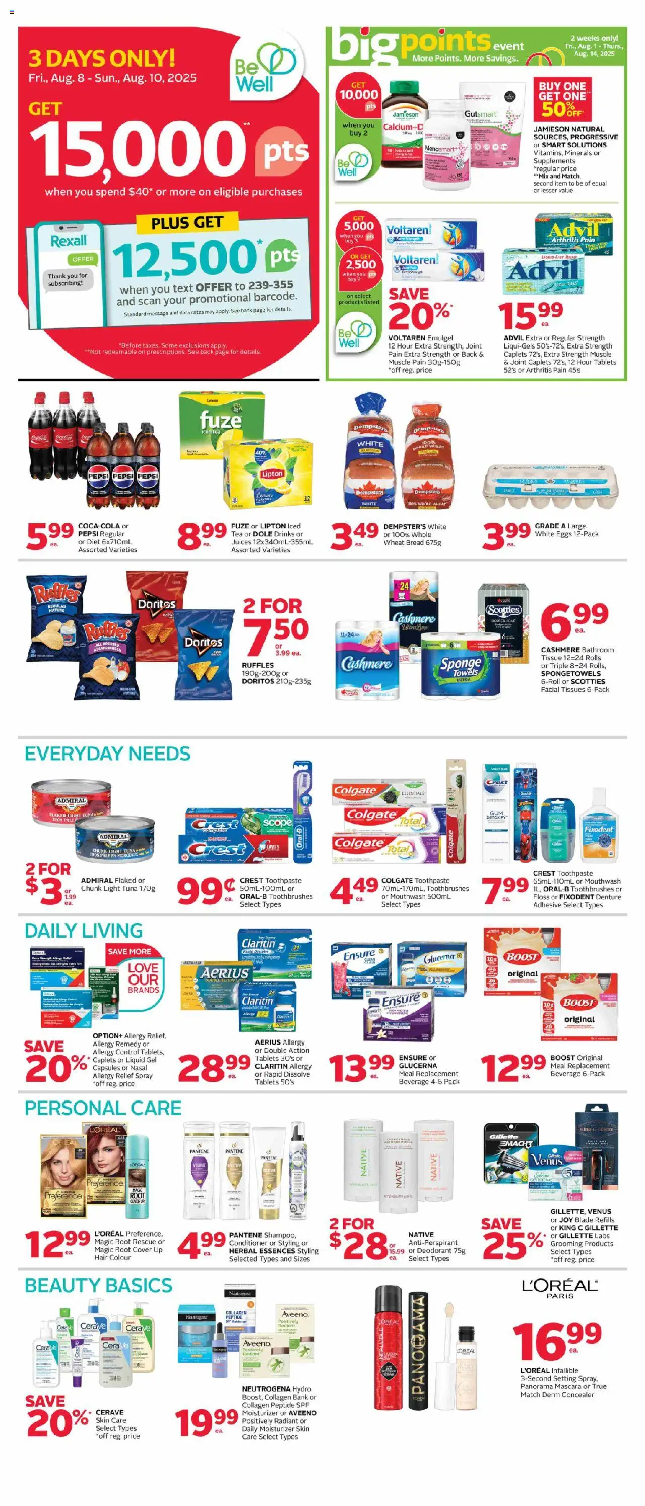Rexall flyer valid from 08.08.2025 | Page: 2 | Products: Tea, Mascara, Conditioner, Deodorant