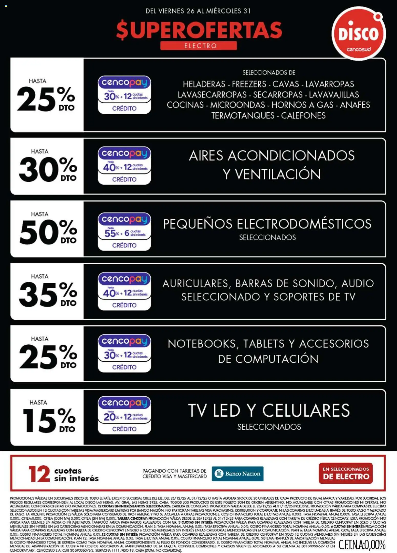 Disco - Ofertas | Electro, T. Libre y más │ válido desde el 25.12.2025 | Página: 1 | Productos: Audio, Cartera, Lavavajillas, Banco