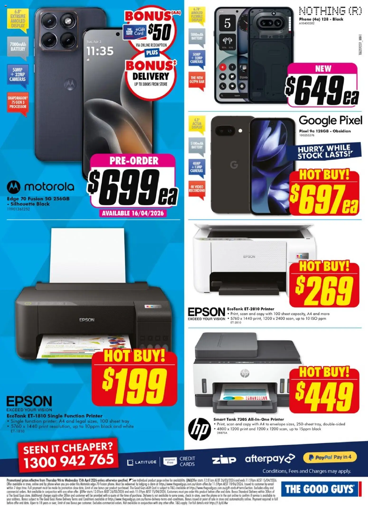 The Good Guys catalogue - valid from 08.04.2026 | Page: 19 | Products: Battery, Shorts, Phone, Printer