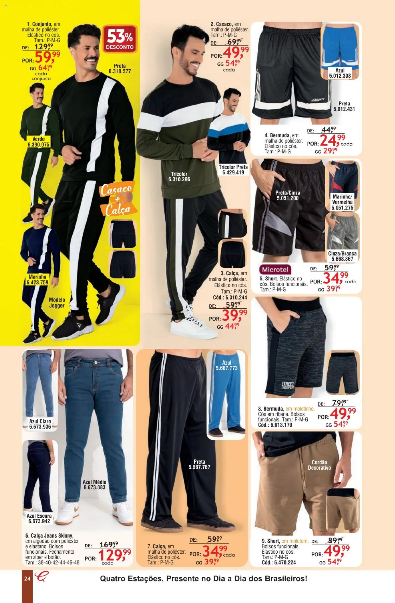 Quatro Estações Folheto - válido de 01.05.2026 | Página: 20 | Produtos: Calça jeans, Calça, Algodão, Casaco