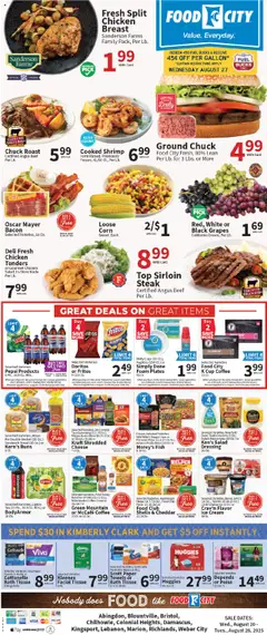 Food City Weekly Ad - valid from 20.08.2025 | Page: 3 | Products: Cheese, Pizza, Beef, Grapes