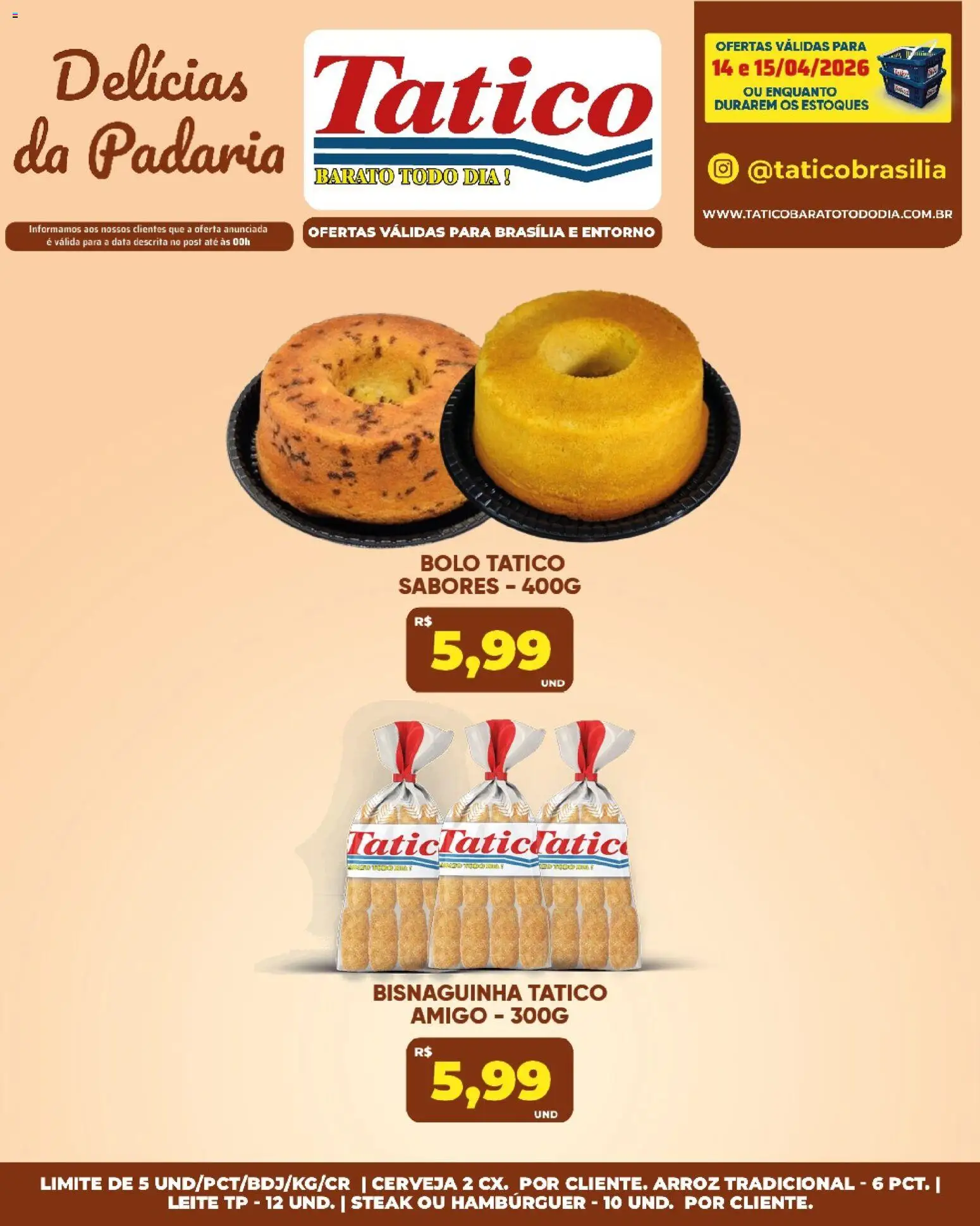 Tatico Folheto - válido de 14.04.2026 | Página: 10 | Produtos: Cerveja, Arroz, Bolo, Hambúrguer