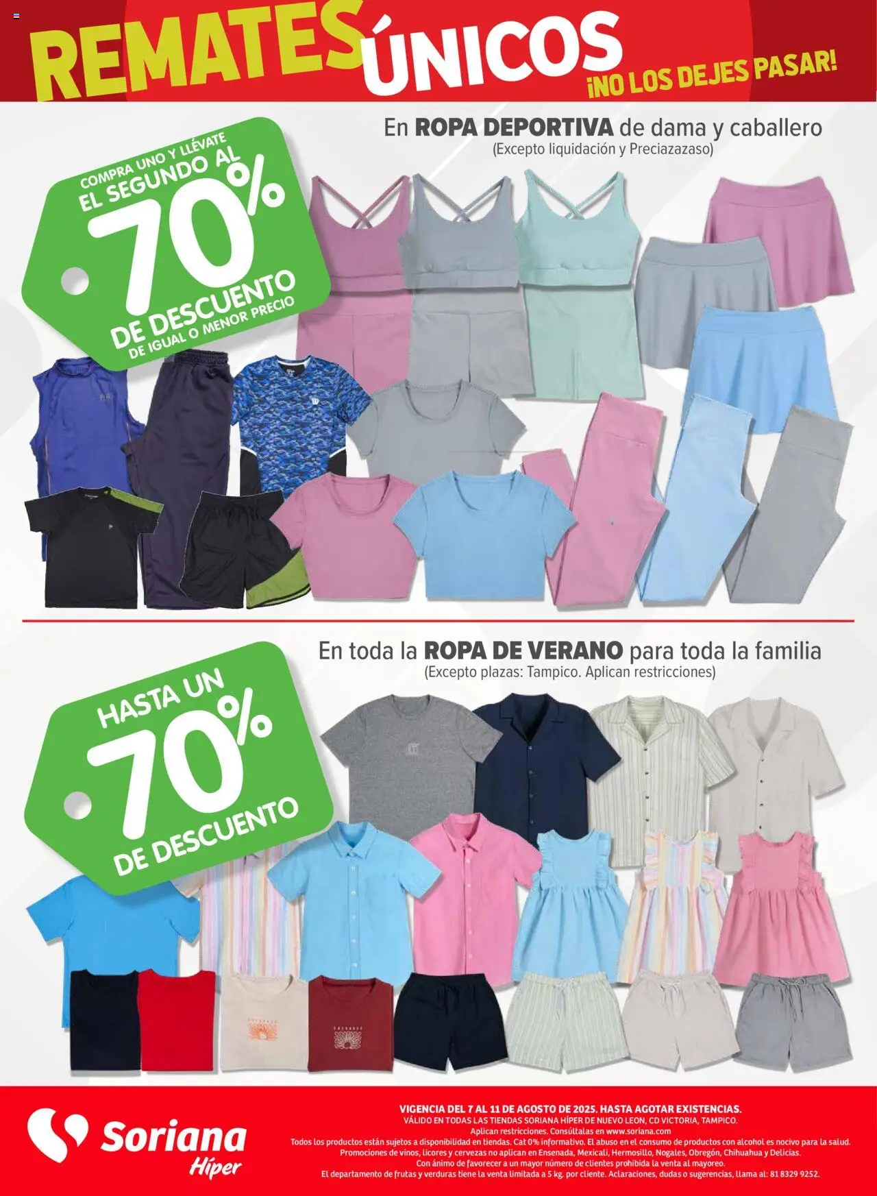 Nuevas ofertas de Soriana válidas en toda la República Mexicana desde el 07.08.2025. ¡Encuentra las mejores ofertas en Soriana - Fin de Semana Híper: Nuevo León, Ciudad Victoria y Tampico! | Página: 10 | Productos: Ropa
