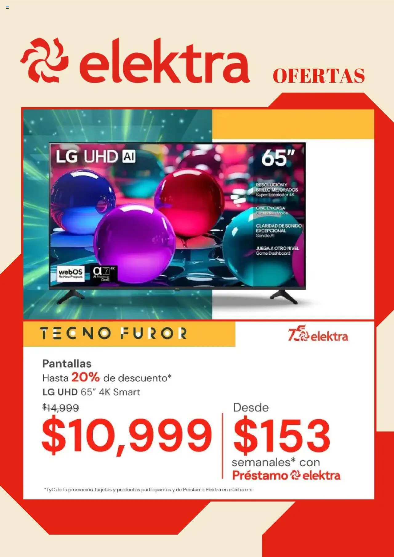Nuevas ofertas de Elektra válidas en toda la República Mexicana desde el 22.09.2025. ¡Encuentra las mejores ofertas en Elektra - Catálogo! | Página: 1 | Productos: Pantallas, Brillo