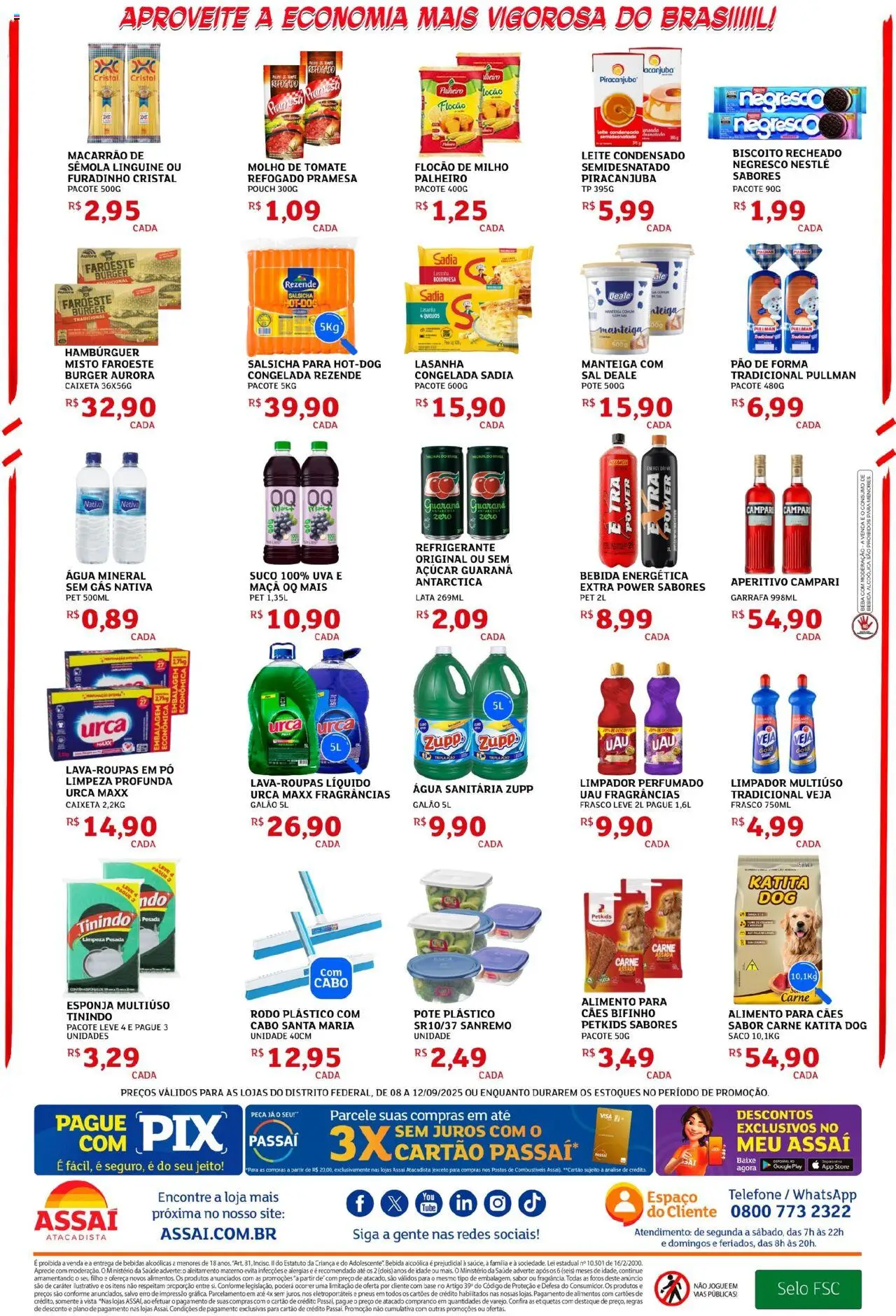 Assaí Atacadista Folheto - válido de 08.09.2025 | Página: 2 | Produtos: Pão, Telefone, Leite condensado, Rodo