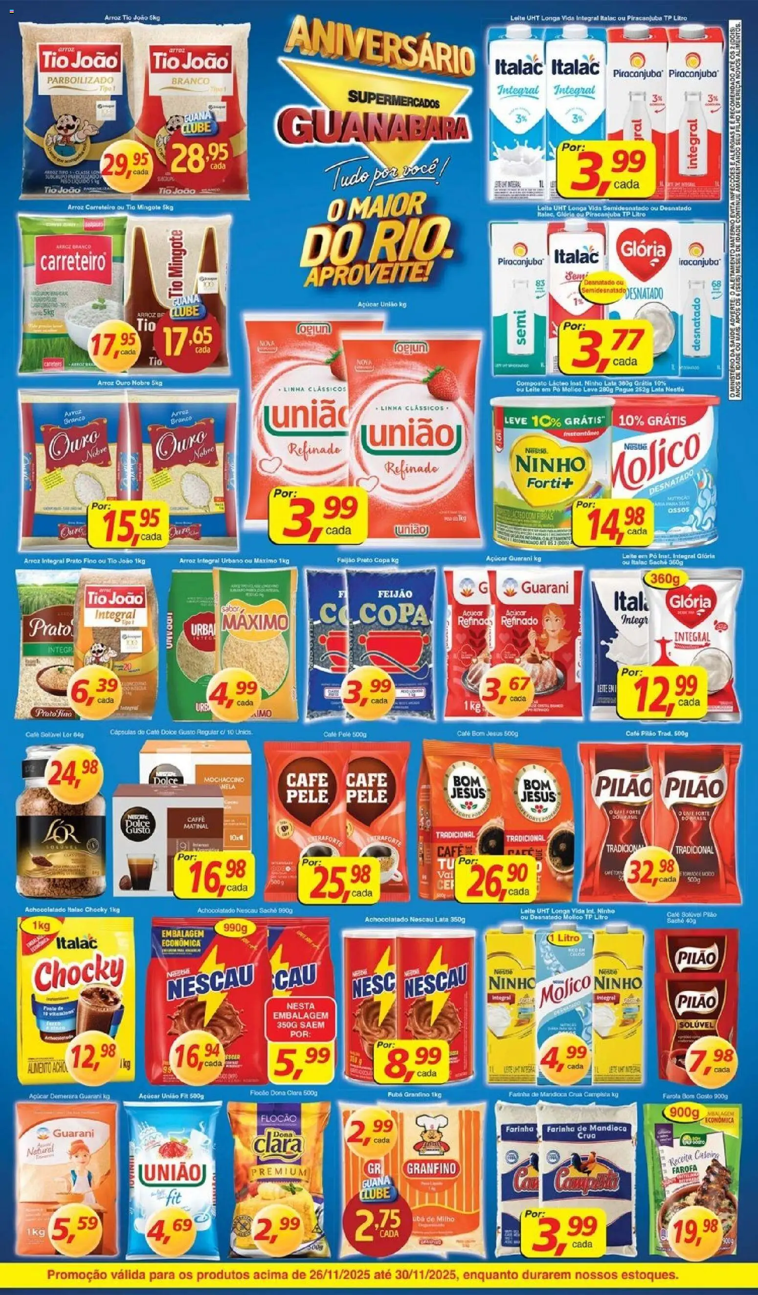 Supermercados Guanabara Folheto - válido de 26.11.2025 | Página: 2 | Produtos: Achocolatado, Leite, Açúcar, Canela