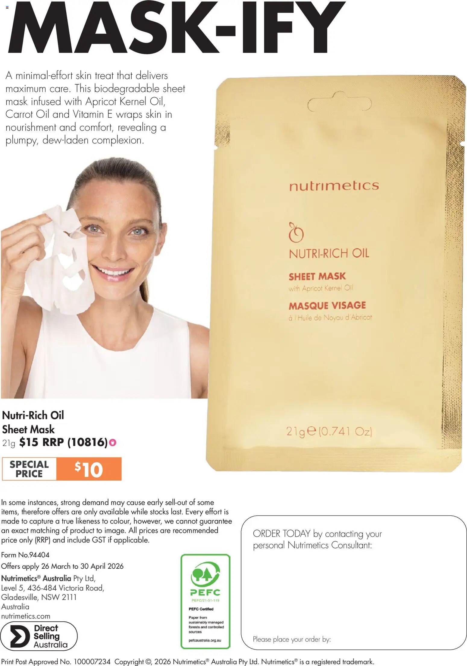 Nutrimetics catalogue - valid from 26.03.2026 | Page: 28 | Products: Oil, Mask, Vitamin