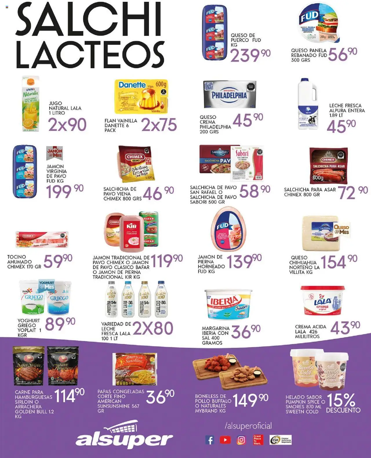Nuevas ofertas de Alsuper válidas en toda la República Mexicana desde el 03.10.2025. ¡Encuentra las mejores ofertas en Alsuper - Folleto Saltillo! | Página: 3 | Productos: Pollo, Tocino, Queso crema, Margarina