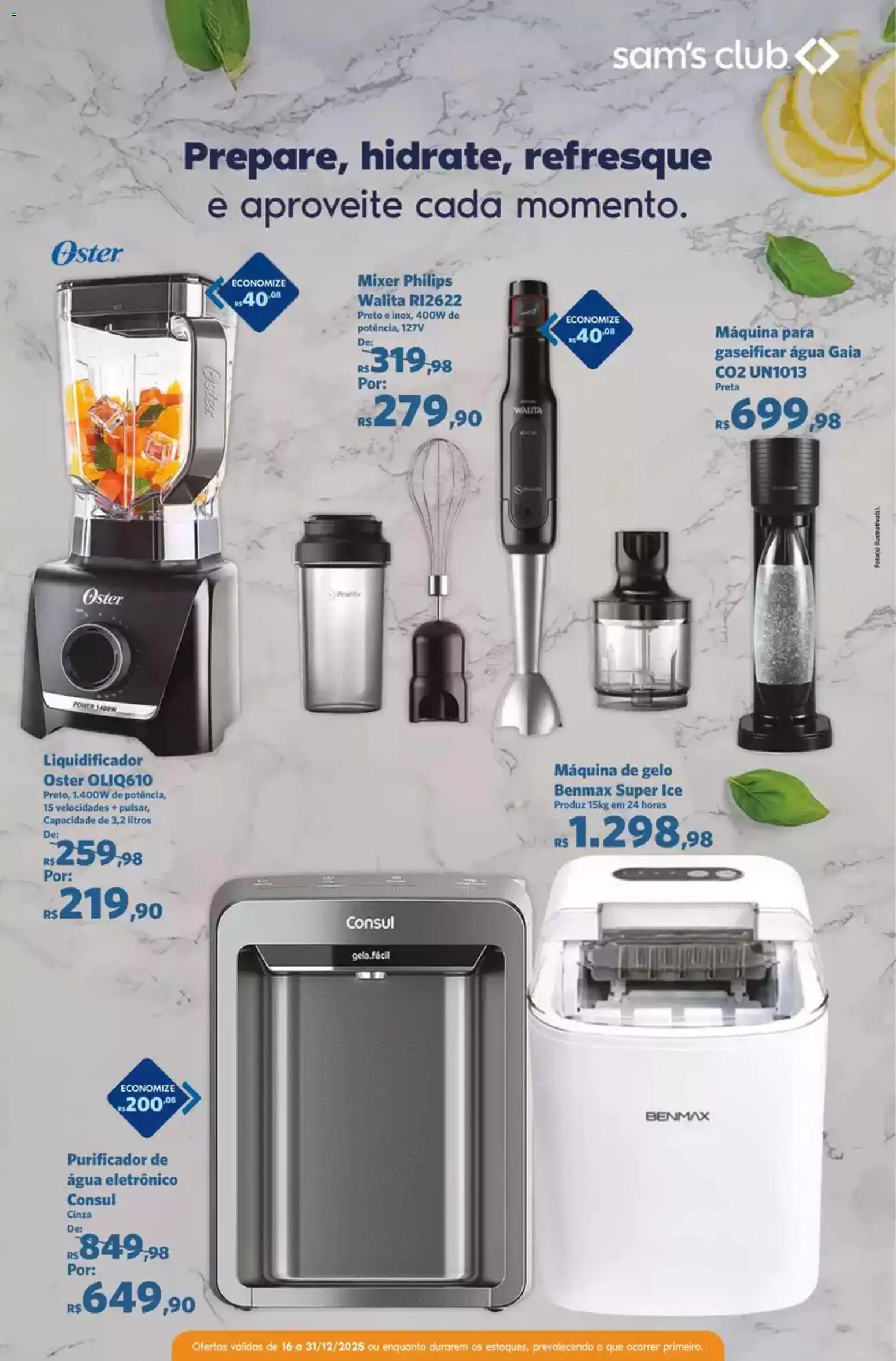 Sam's Club Folheto - válido de 16.12.2025 | Página: 10 | Produtos: Máquina de gelo, Liquidificador, Purificador