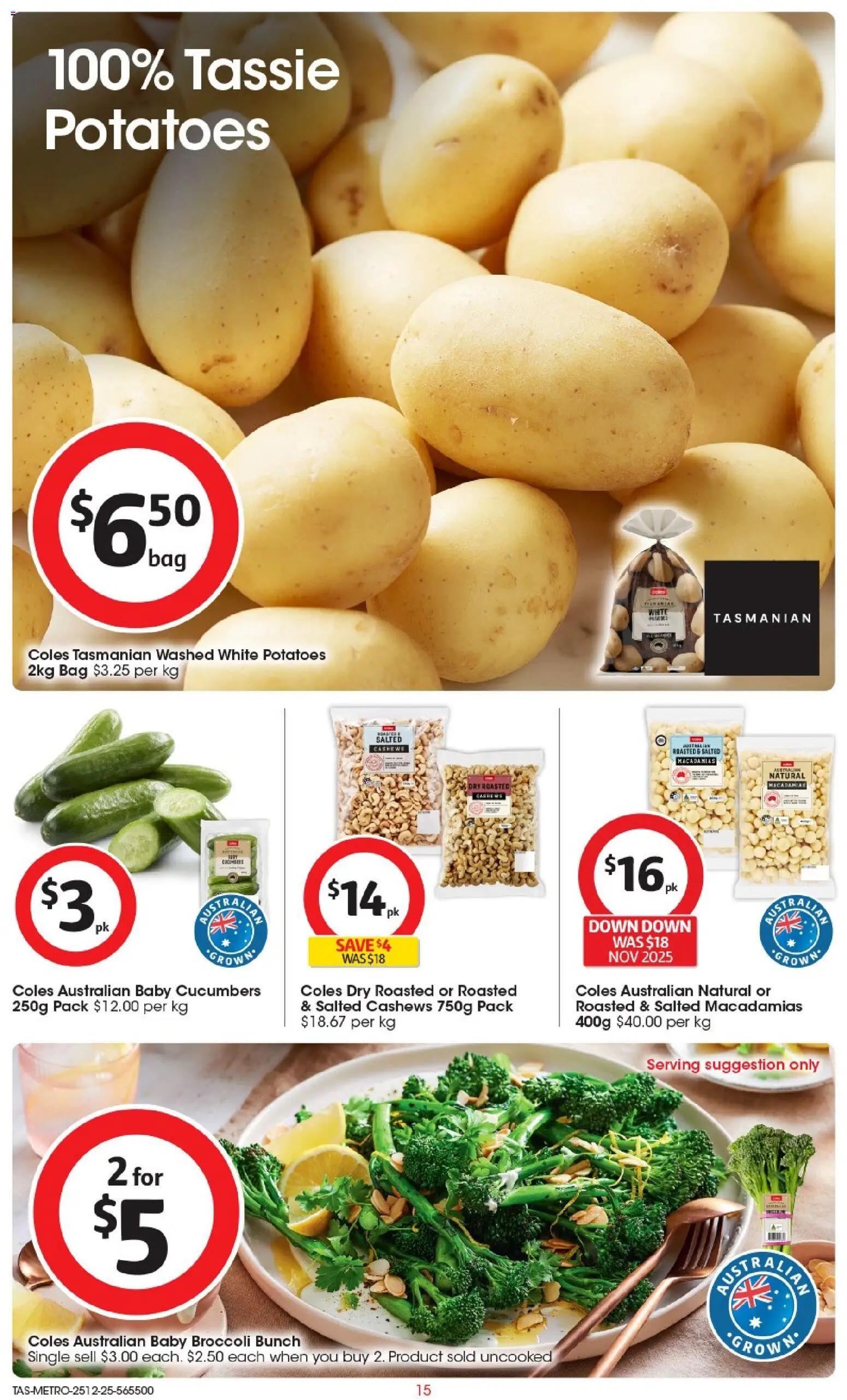 Coles catalogue - valid from 25.12.2025 | Page: 16 | Products: Cucumbers, Potatoes, Bag