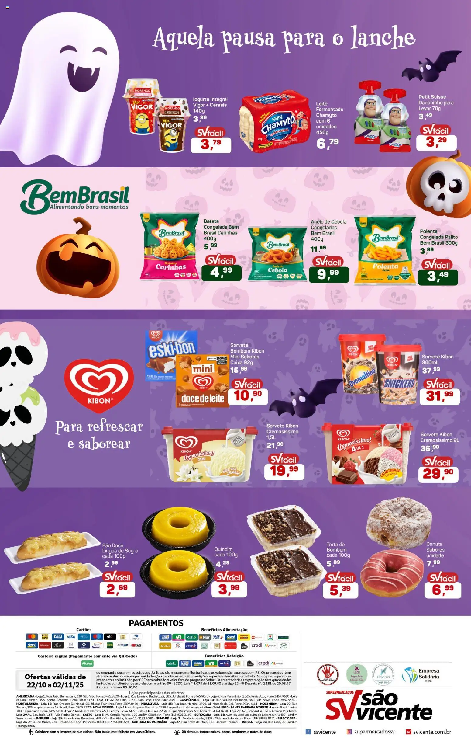 Supermercados São Vicente Folheto - válido de 22.10.2025 | Página: 4 | Produtos: Leite, Cereais, Carteira, Bombom