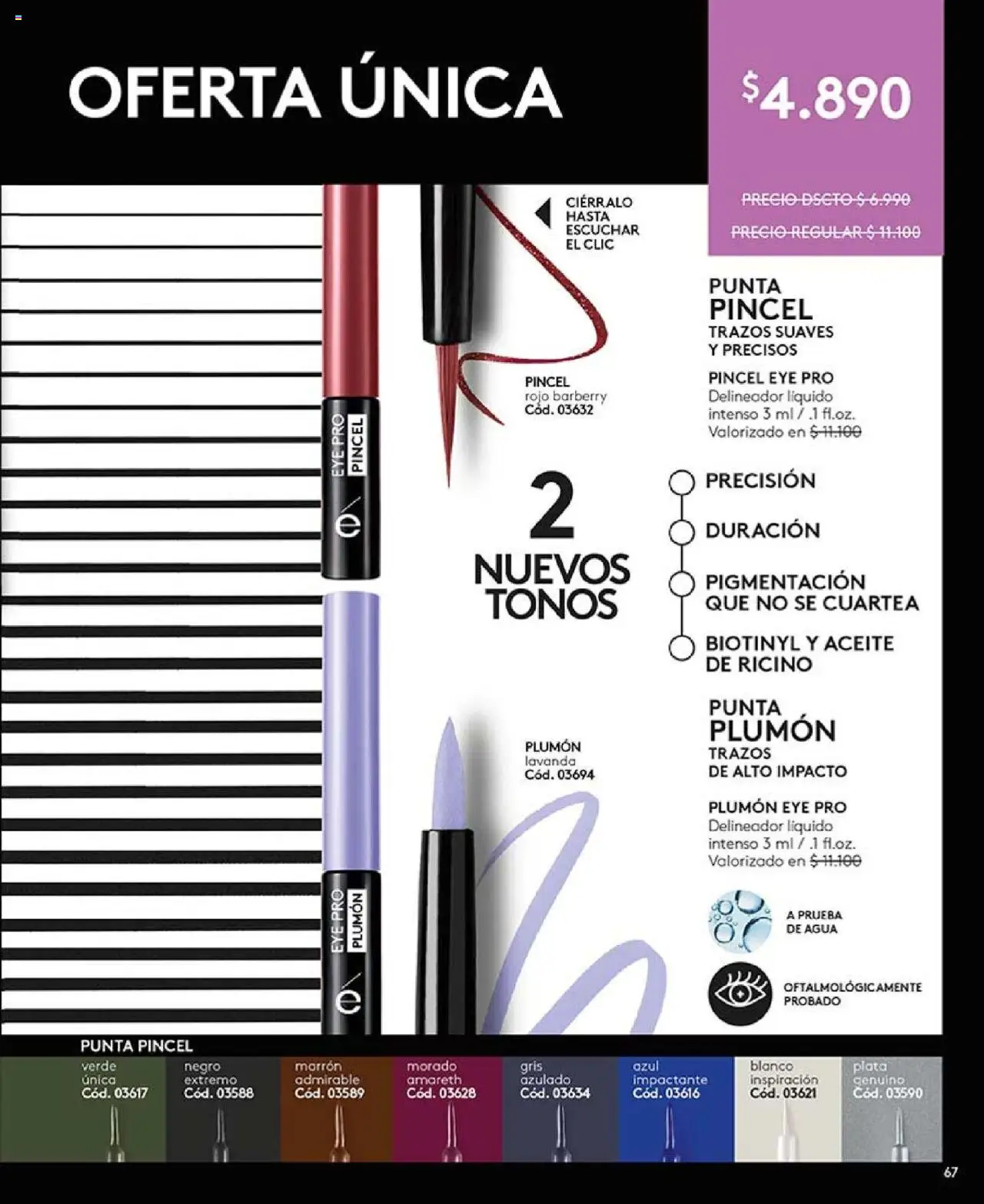 Catálogo Ésika Campaña 14 │ válido desde el 31.08.2025 | Página: 67 | Productos: Delineador, Plumón, Aceite, Pincel