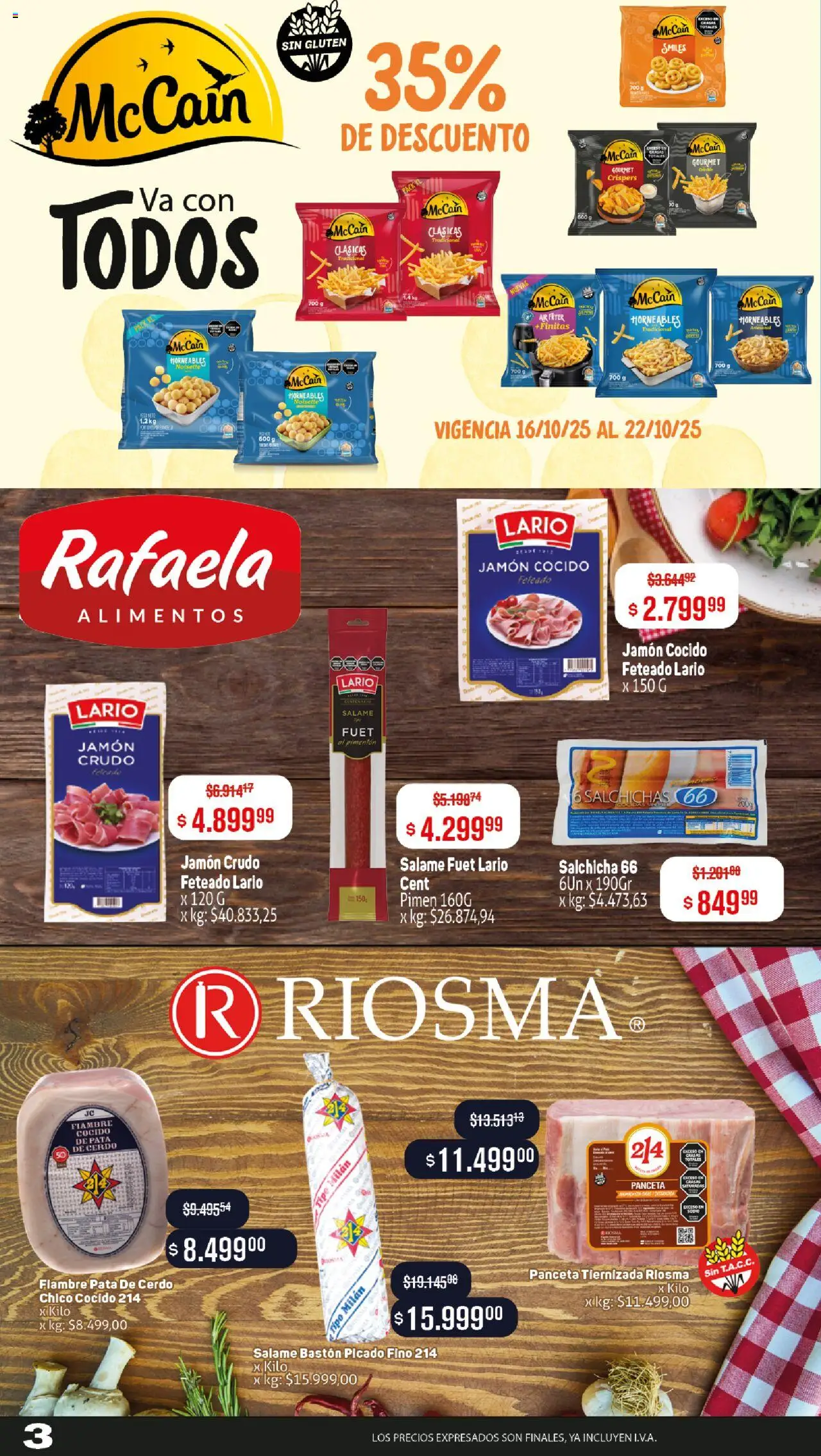 Makro ofertas │ válido desde el 16.10.2025 | Página: 3 | Productos: Jamón cocido, Salchicha, Jamón, Cerdo