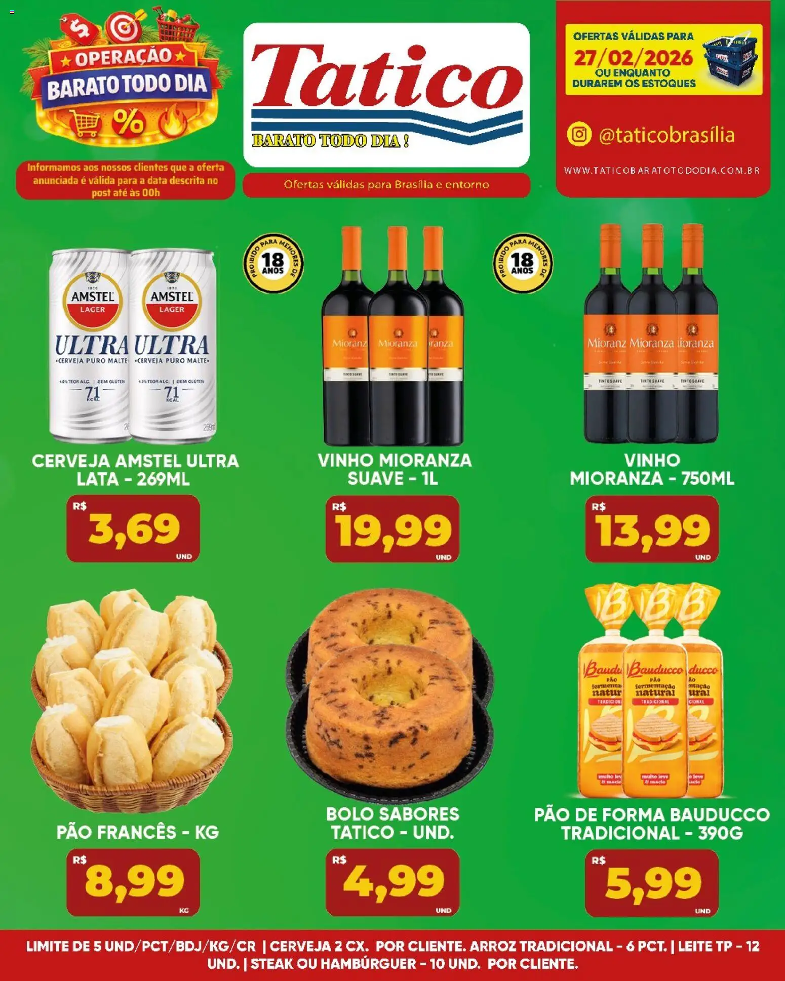 Tatico Folheto - válido de 27.02.2026 | Página: 10 | Produtos: Leite, Bolo, Hambúrguer, Pão francês