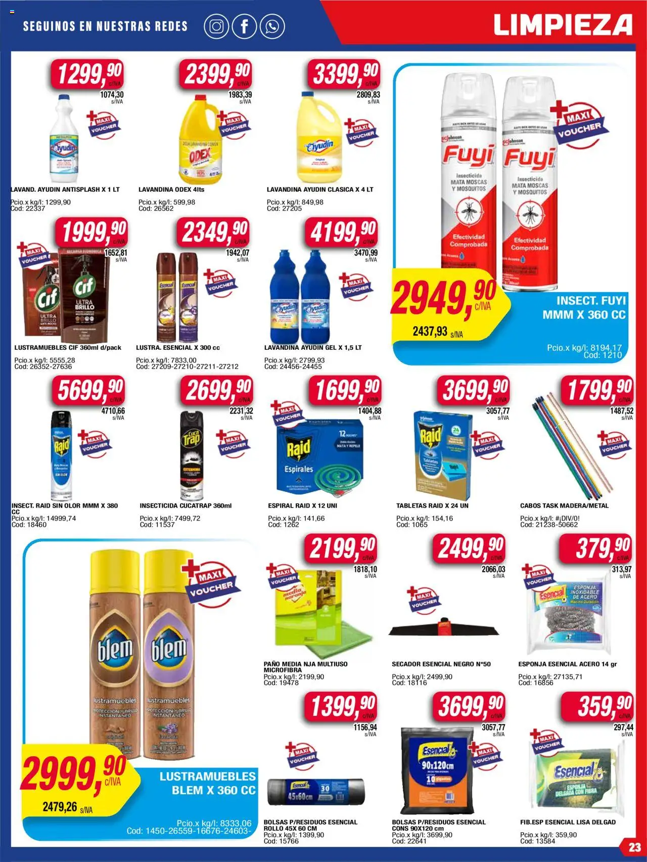 Maxiconsumo ofertas │ válido desde el 11.08.2025 | Página: 23 | Productos: Mata moscas, Lavandina, Insecticida, Cava