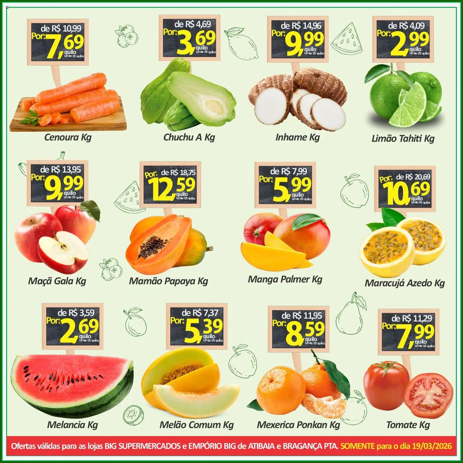 Big Supermercados Folheto - válido de 19.03.2026 | Página: 3 | Produtos: Maracujá, Melão, Mexerica, Mamão