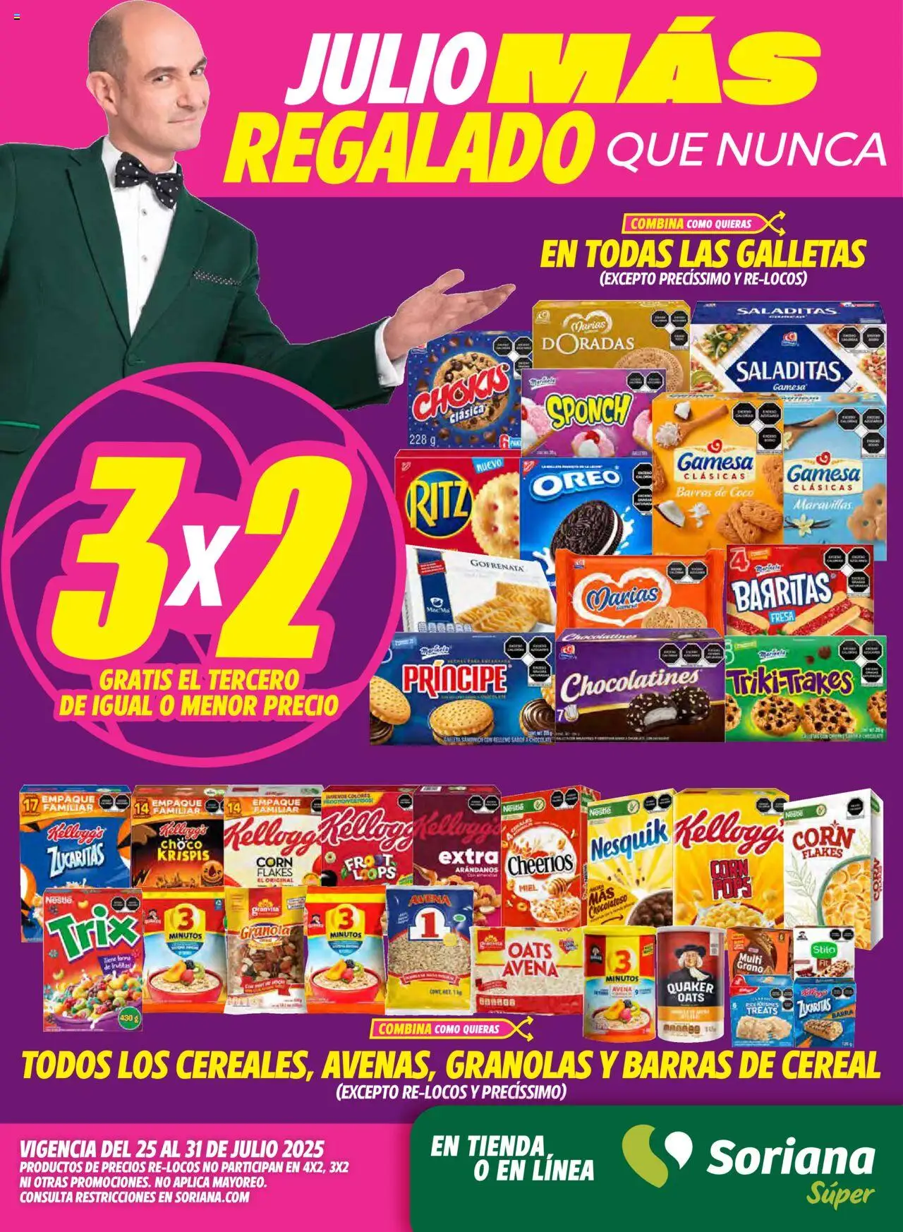 Nuevas ofertas de Soriana válidas en toda la República Mexicana desde el 25.07.2025. ¡Encuentra las mejores ofertas en Soriana - Julio Regalado Súper Nacional! | Página: 1 | Productos: Fresa, Avena, Chocolate, Galletas