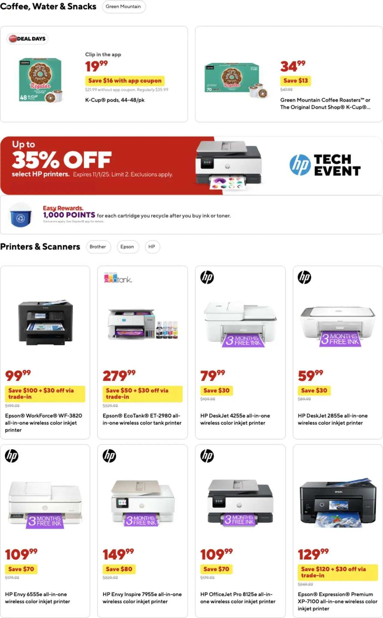 Staples Weekly Ad - valid from 05.10.2025 | Page: 9 | Products: Clip, Ink, Coffee, Water