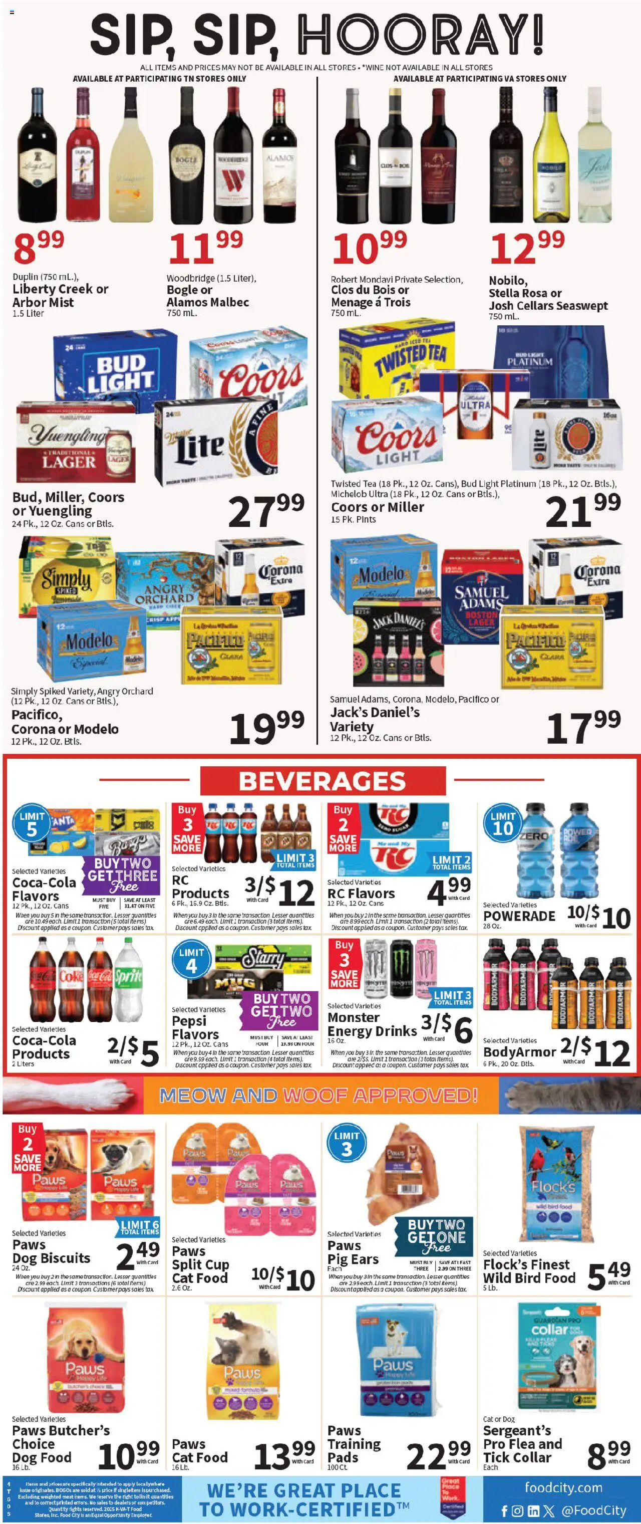 Food City Weekly Ad - valid from 20.08.2025 | Page: 6 | Products: Dog Food, Wine, Tea, Pads