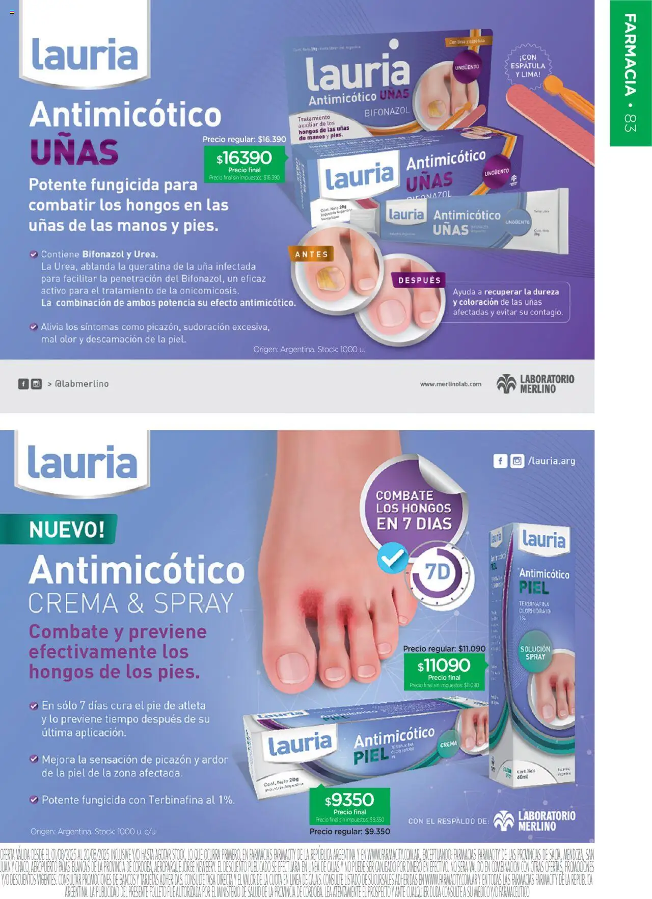 Farmacity catálogo │ válido desde el 01.08.2025 | Página: 83 | Productos: Banco, Lima, Sales, Crema
