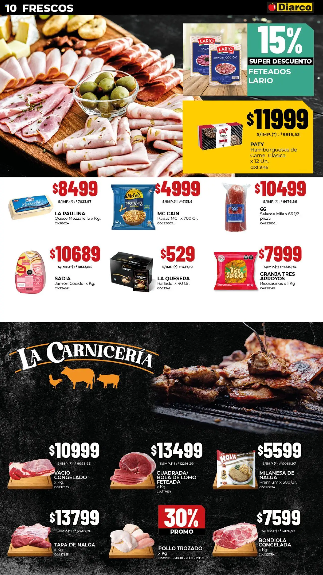 Diarco - Ofertas Gba │ válido desde el 29.09.2025 | Página: 10 | Productos: Milanesa, Queso, Jamón, Salame