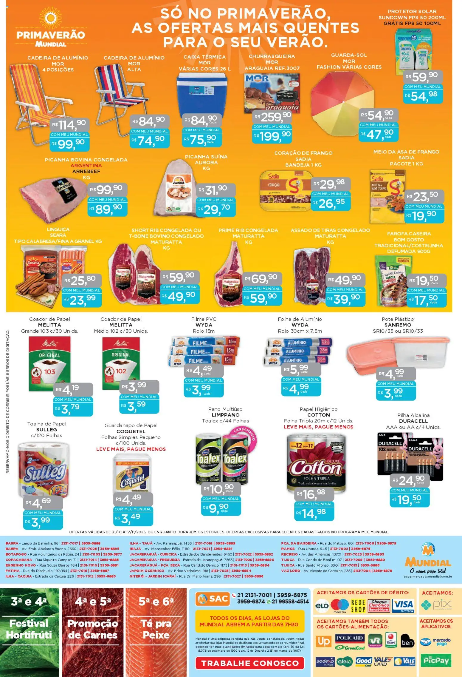 Mundial Folheto - válido de 31.10.2025 | Página: 12 | Produtos: Protetor solar, Linguiça, Asa de frango, Churrasqueira
