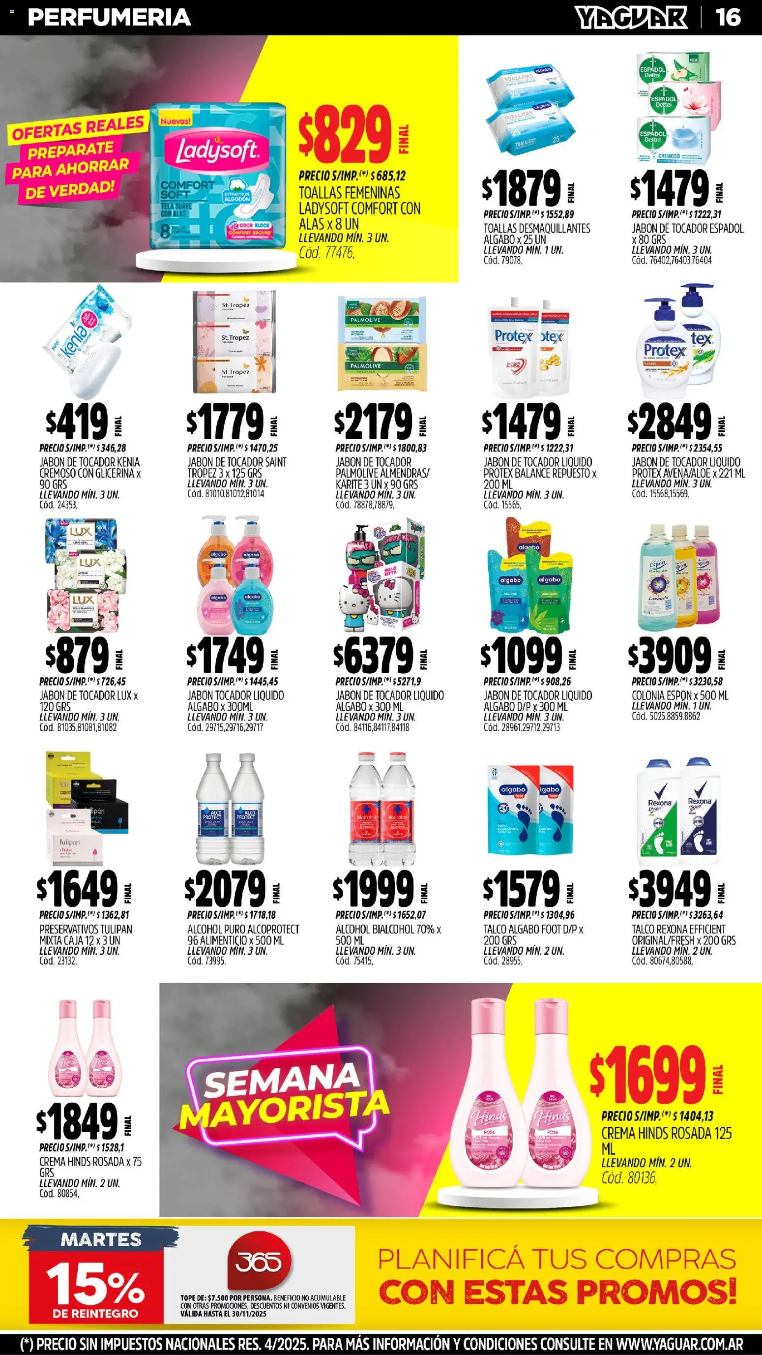 Yaguar catálogo │ válido desde el 24.11.2025 | Página: 17 | Productos: Algodón, Toallas, Jabón, Preservativos