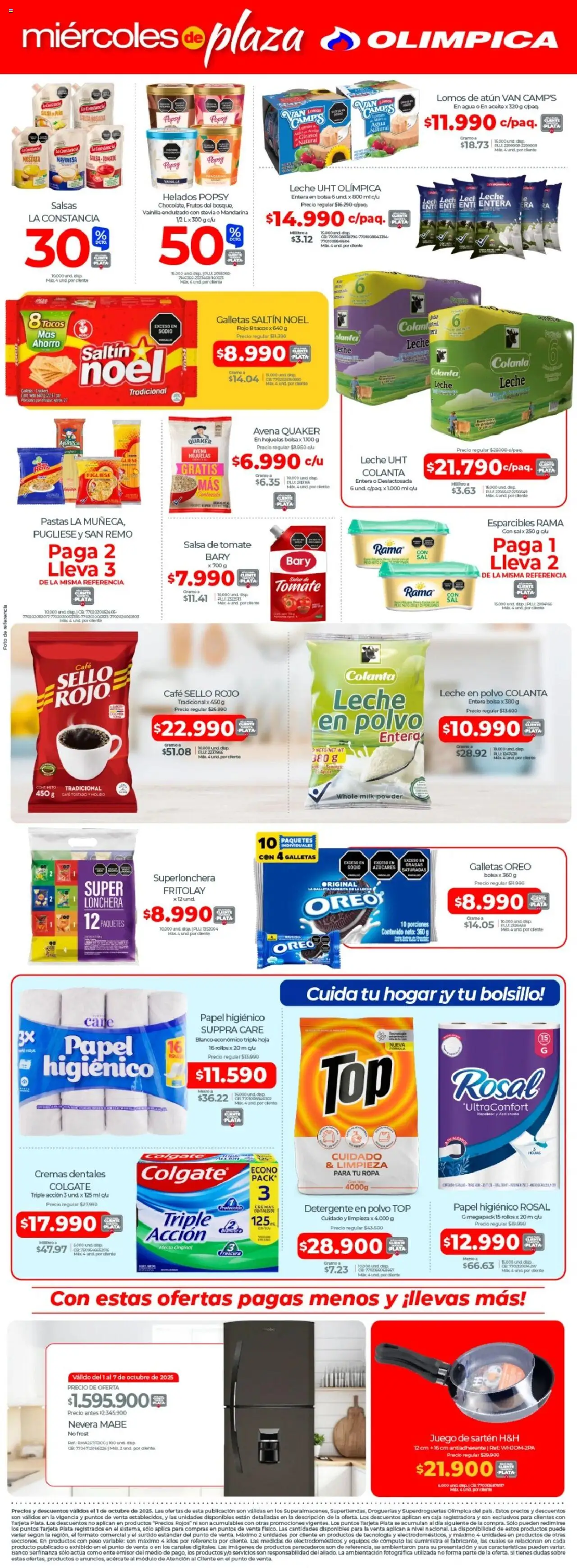 Olímpica revista - valida desde el 01.10.2025 | Página: 2 | Productos: Juego, Leche en polvo, Mayonesa, Aceite