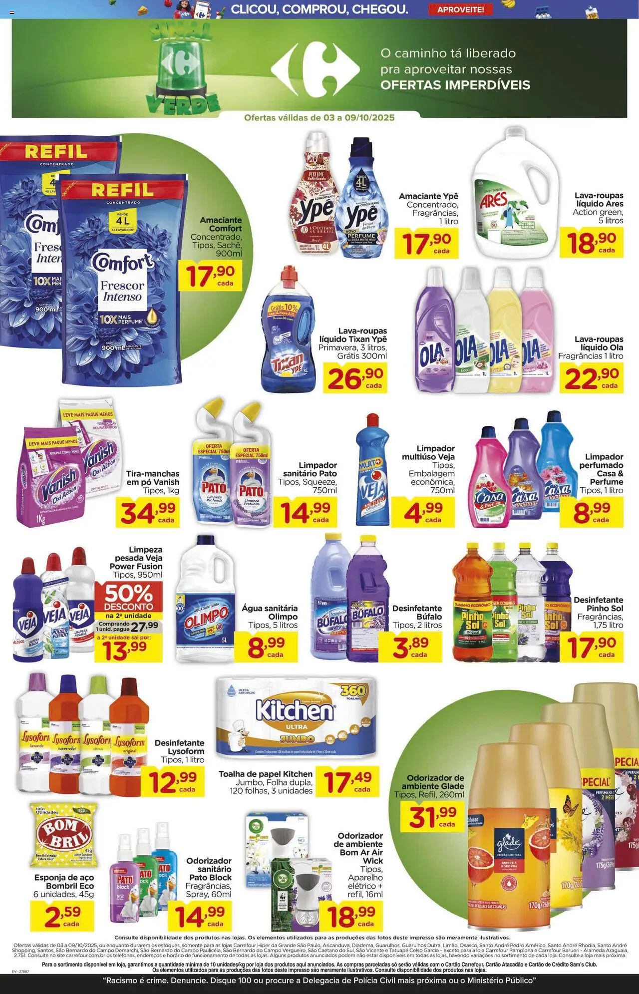 Carrefour Folheto - válido de 03.10.2025 | Página: 18 | Produtos: Esponja, Esponja de aço, Amaciante, Desinfetante