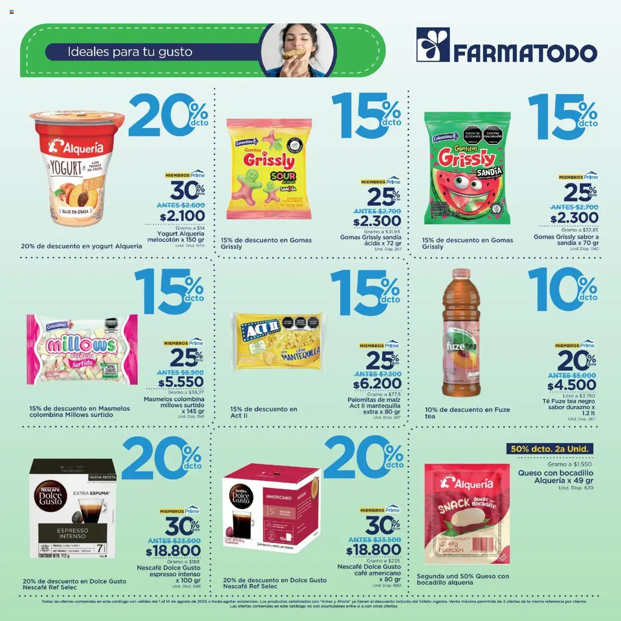 FarmaTodo revista - valida desde el 01.08.2025 | Página: 4 | Productos: Gomas, Maiz, Yogurt, Durazno