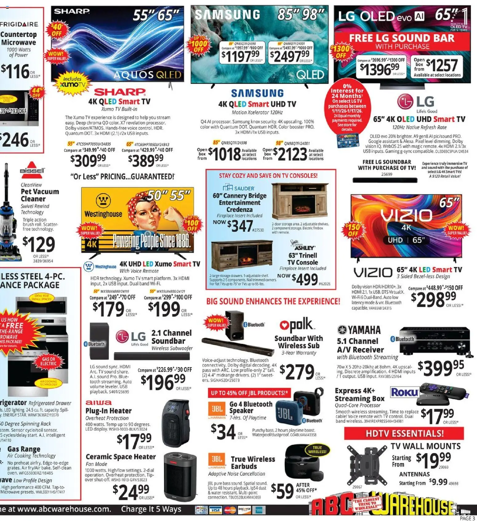 ABC Warehouse Weekly Ad - valid from 11.01.2026 | Page: 3 | Products: Subwoofer, Tv, Speaker, Usb