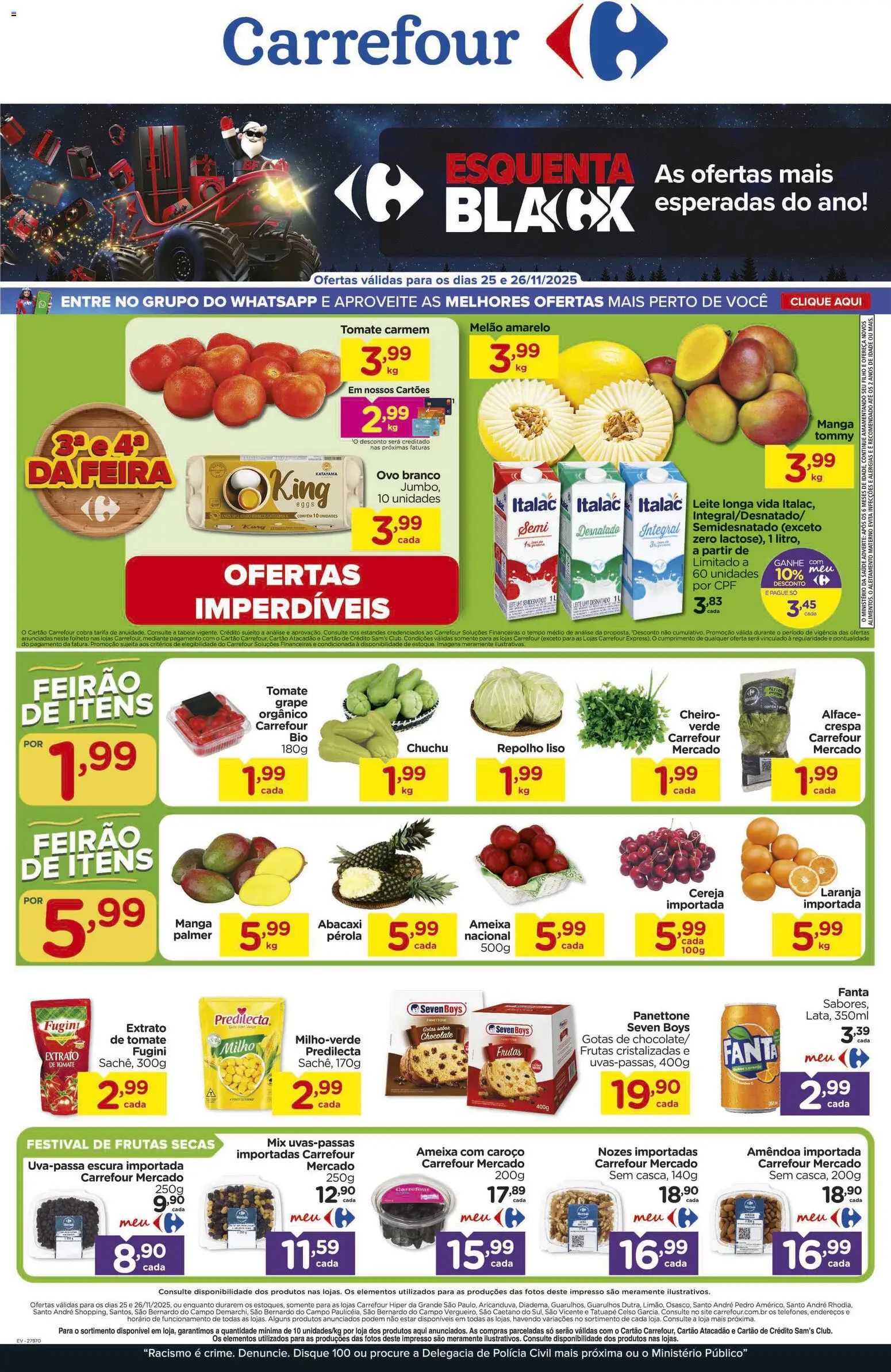 Carrefour Folheto - válido de 25.11.2025 | Página: 1 | Produtos: Melão, Abacaxi, Nozes, Alface